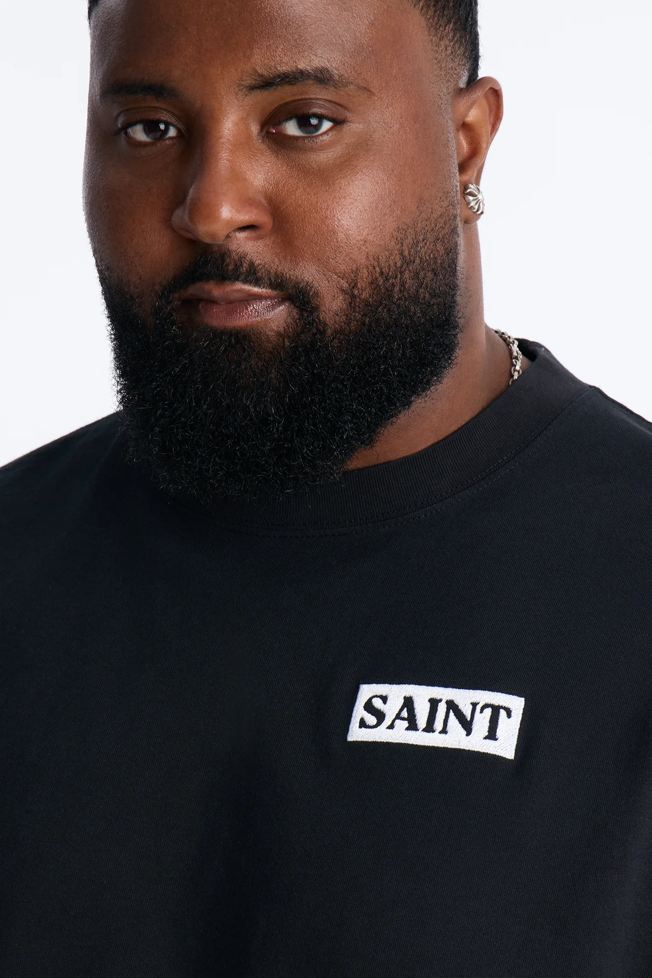 Saint Oversized Heavy Weight Embroidery Short Sleeve Tee - Black - Image 6