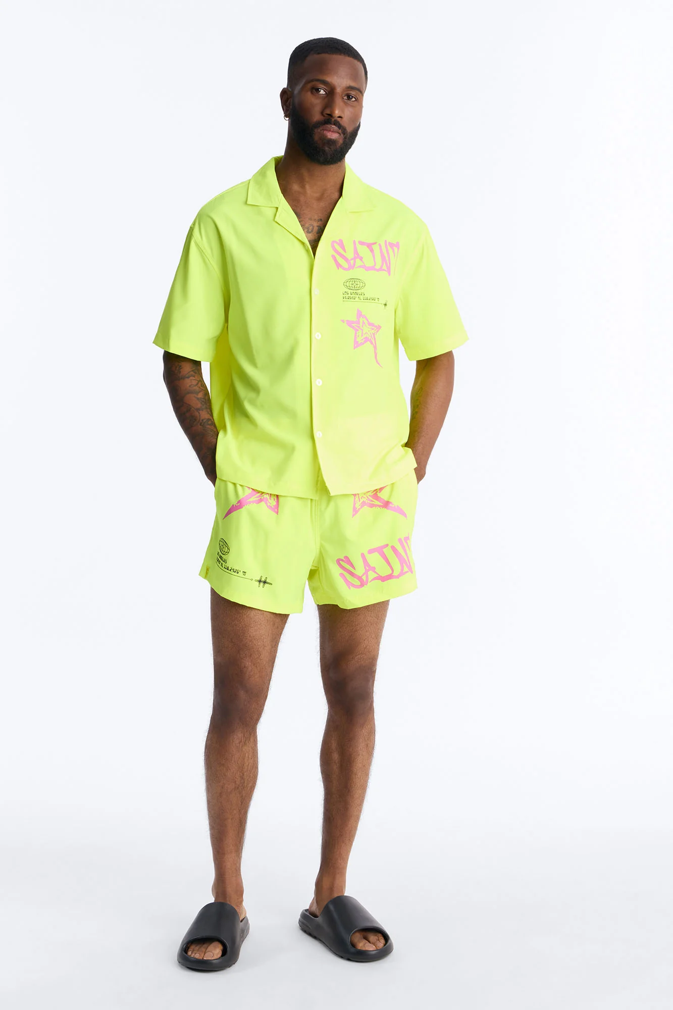 Saints And Stars Swim Trunk 4″ - Yellow - Image 2