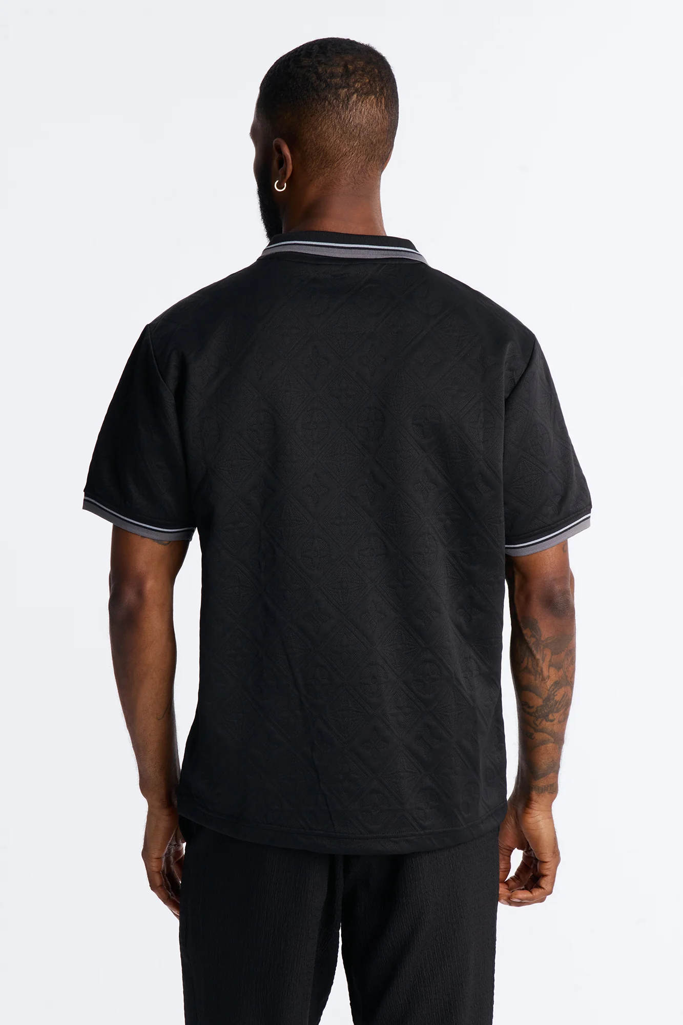 Saints Diamond Star Johnny Collar Polo - Black - Image 4
