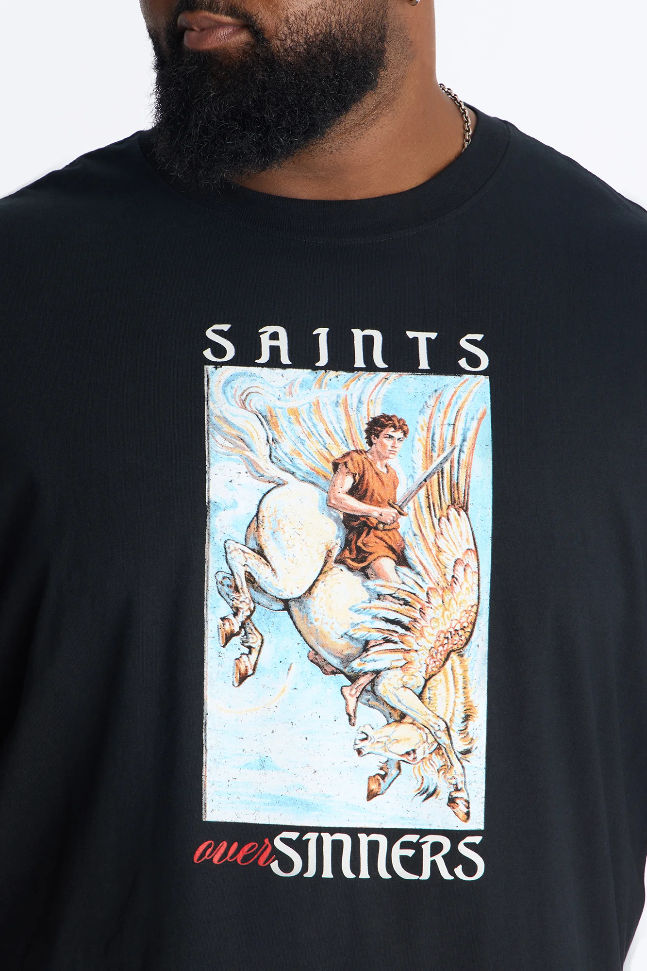Saints Fly Over Sinners Oversized Short Sleeve Tee - Black - Image 7