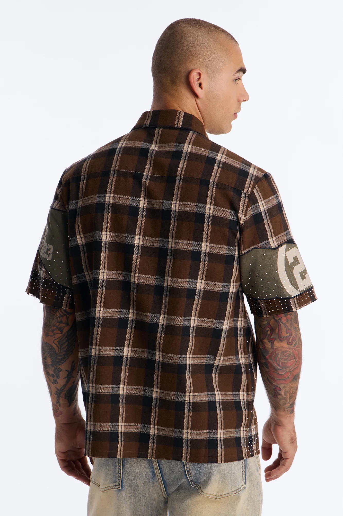 Saints Tears Plaid Button Up Shirt - Brown/combo - Image 4