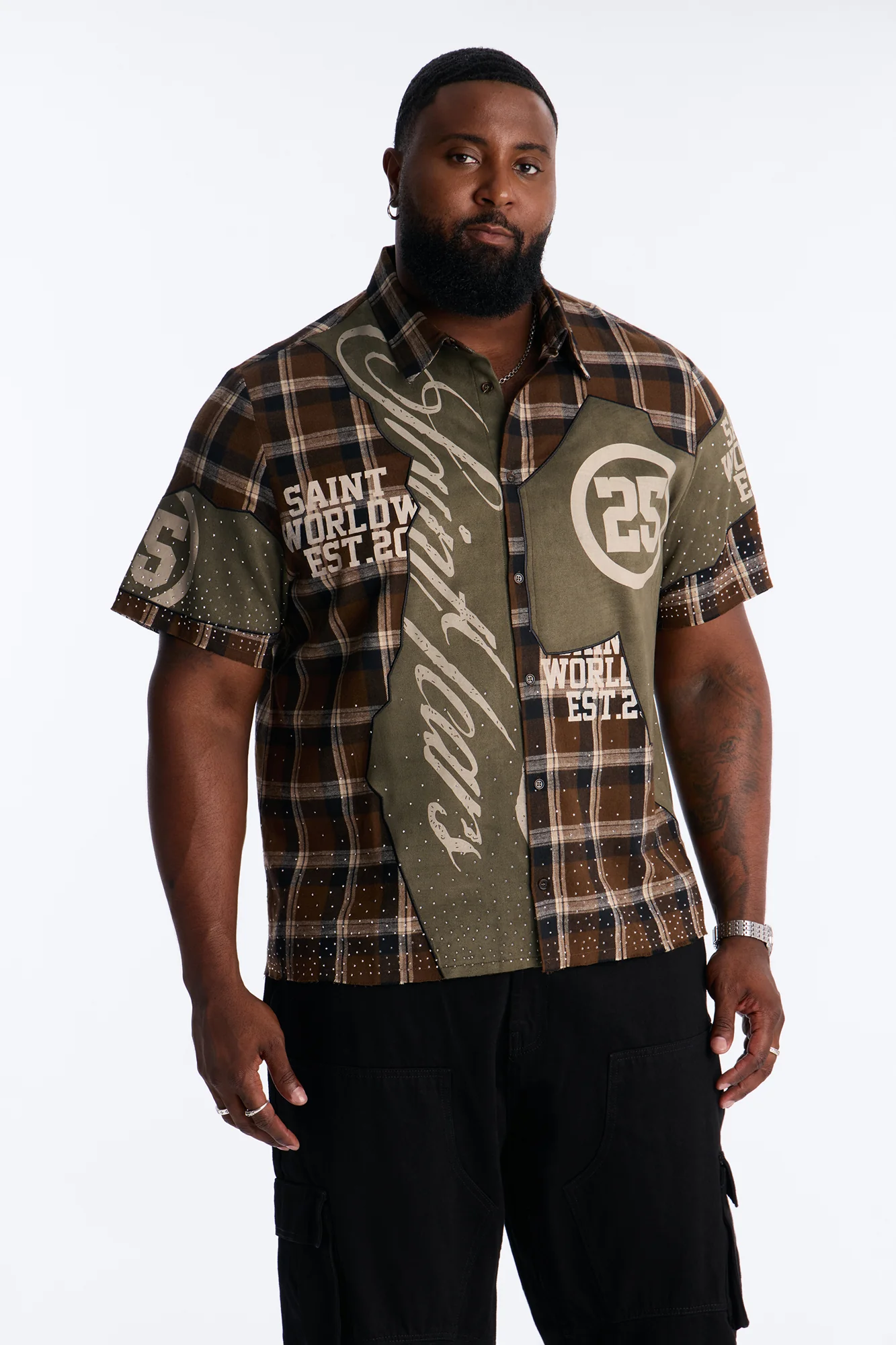 Saints Tears Plaid Button Up Shirt - Brown/combo - Image 5