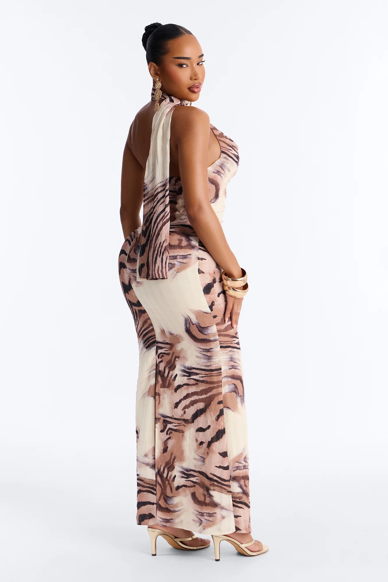 Salina Scarf Printed Maxi Dress - Cream/combo - Image 4