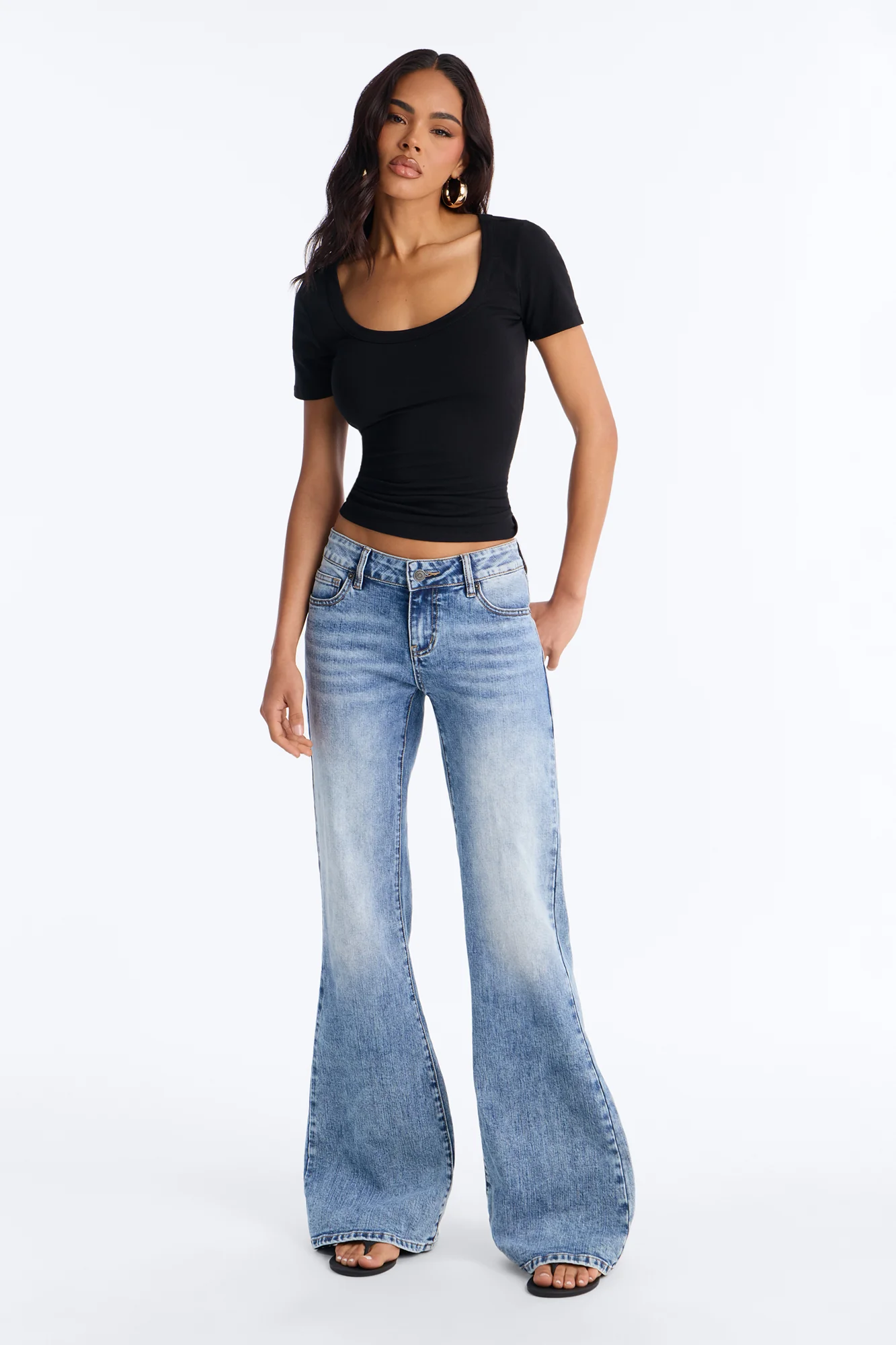 Sally Scoop Neck T-shirt - Black - Image 2