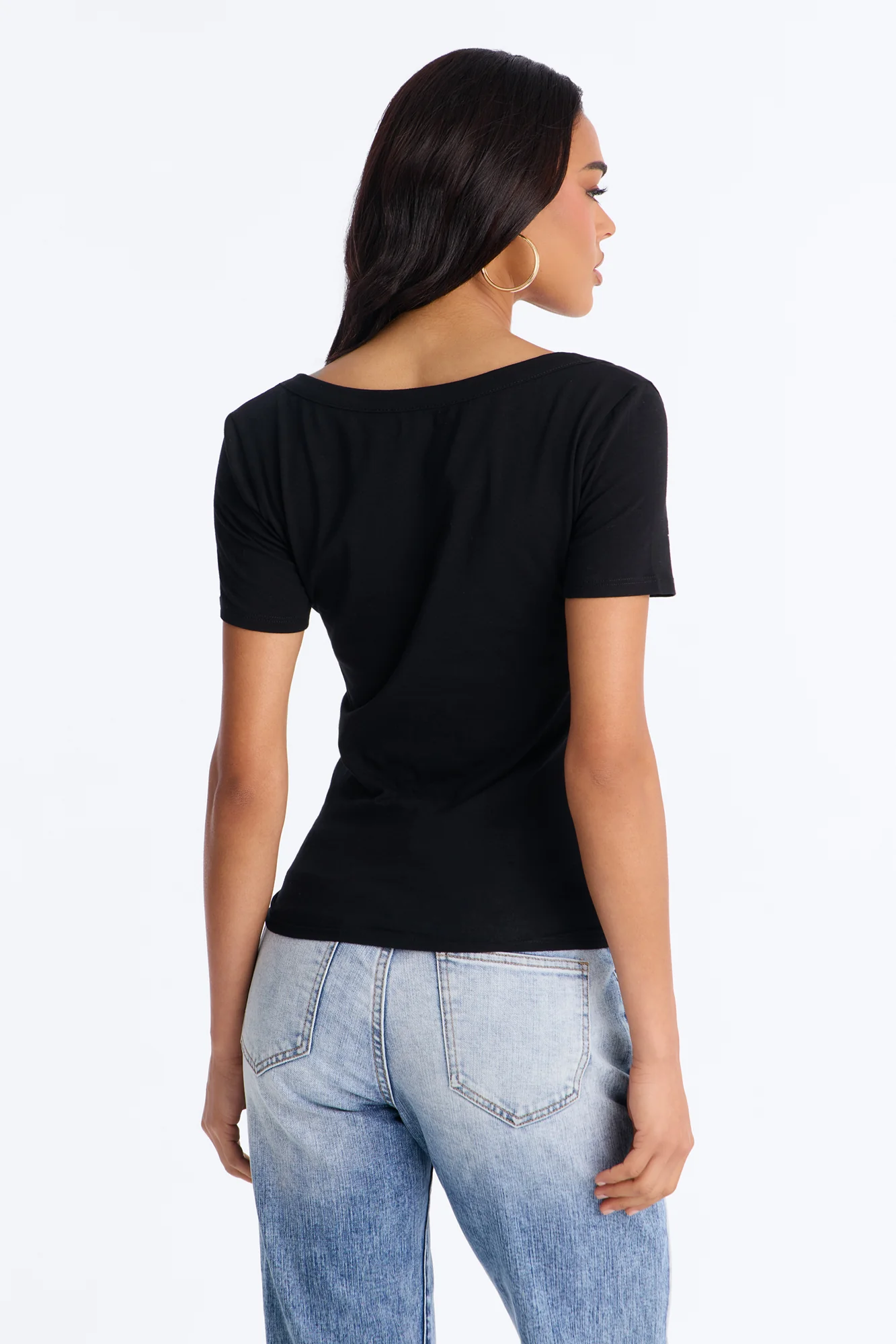 Sally Scoop Neck T-shirt - Black - Image 4