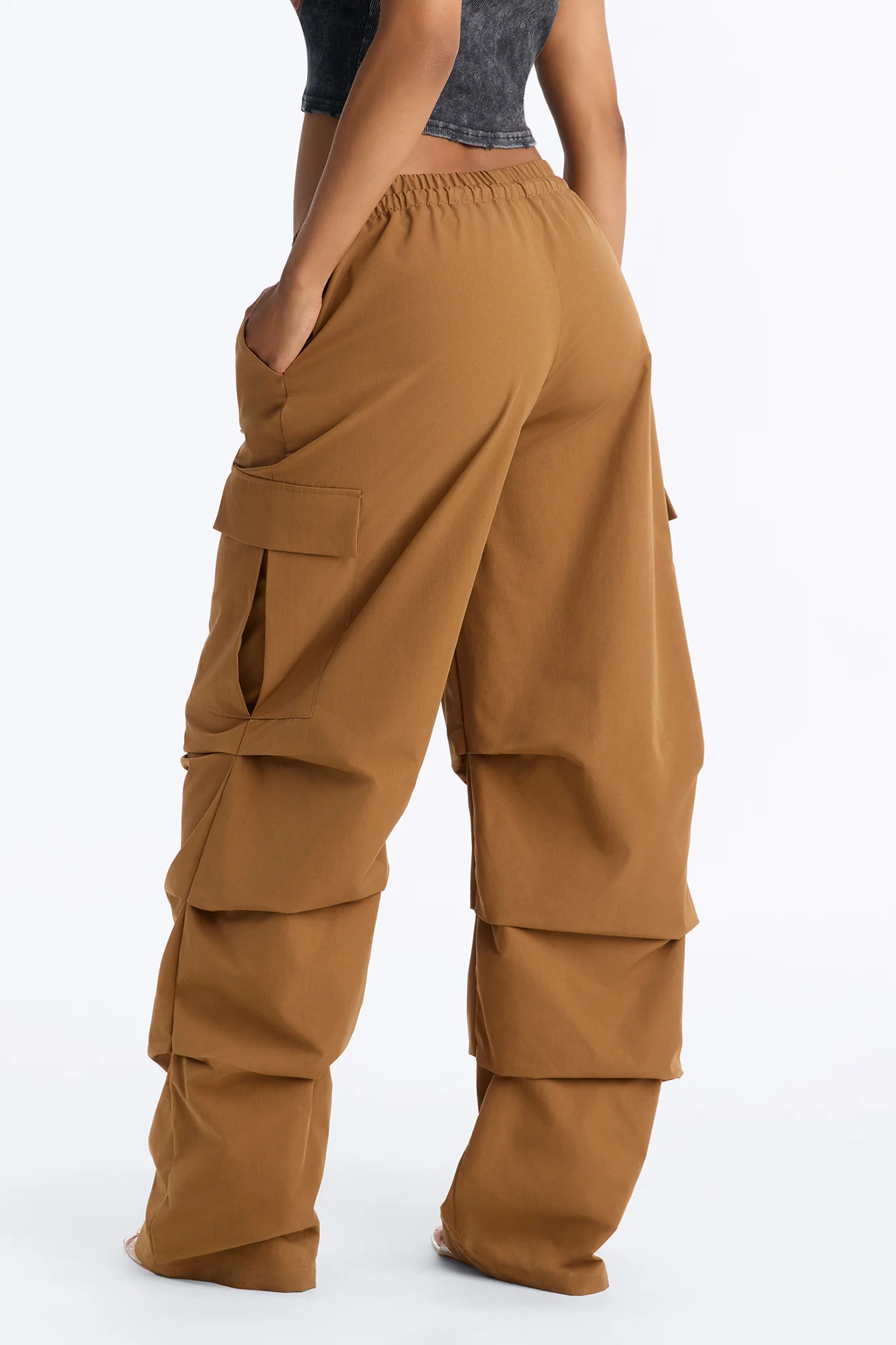 Samara Windbreaker Stacked Wide Leg Pant - Camel - Image 4