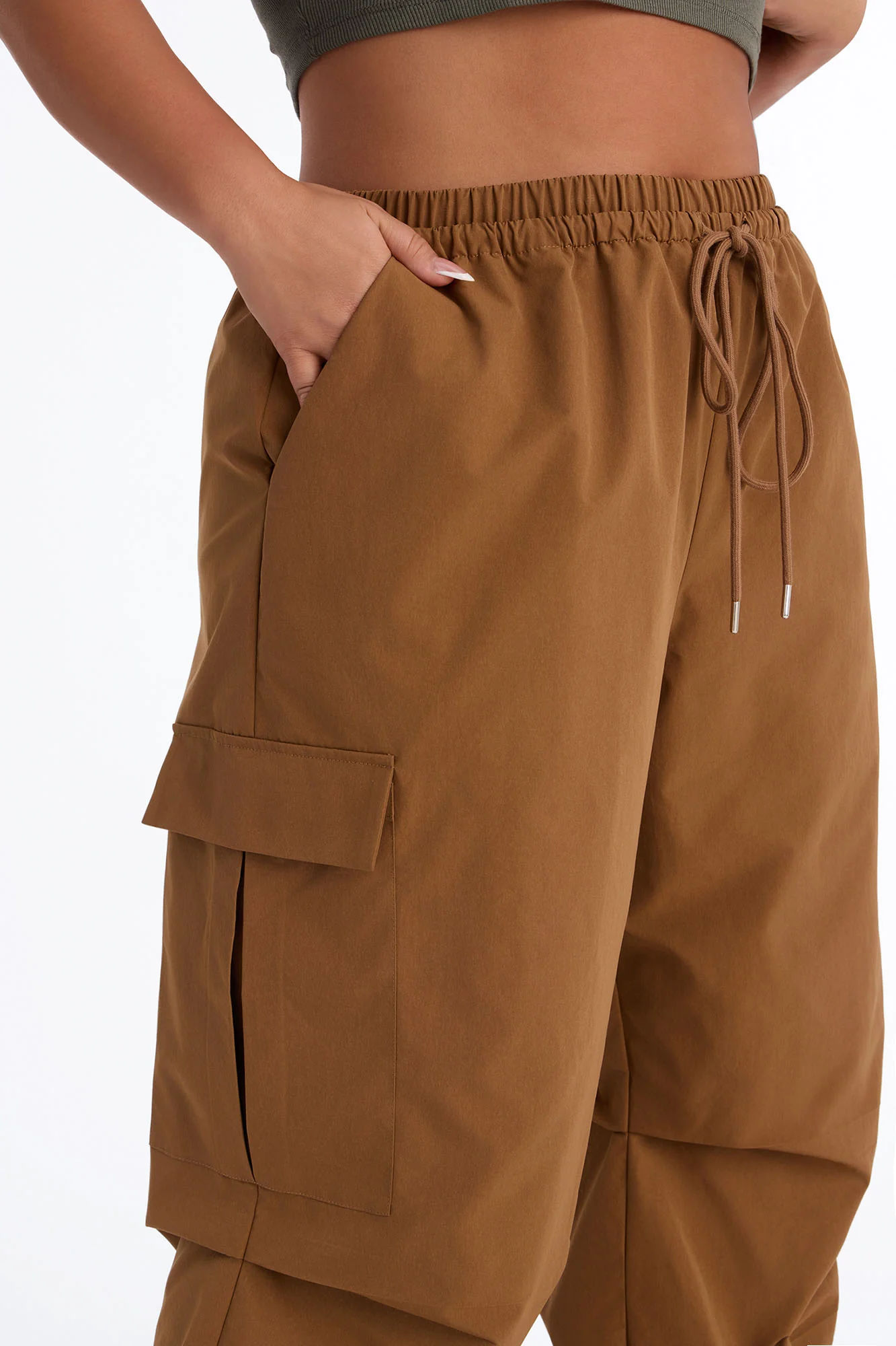 Samara Windbreaker Stacked Wide Leg Pant - Camel - Image 7