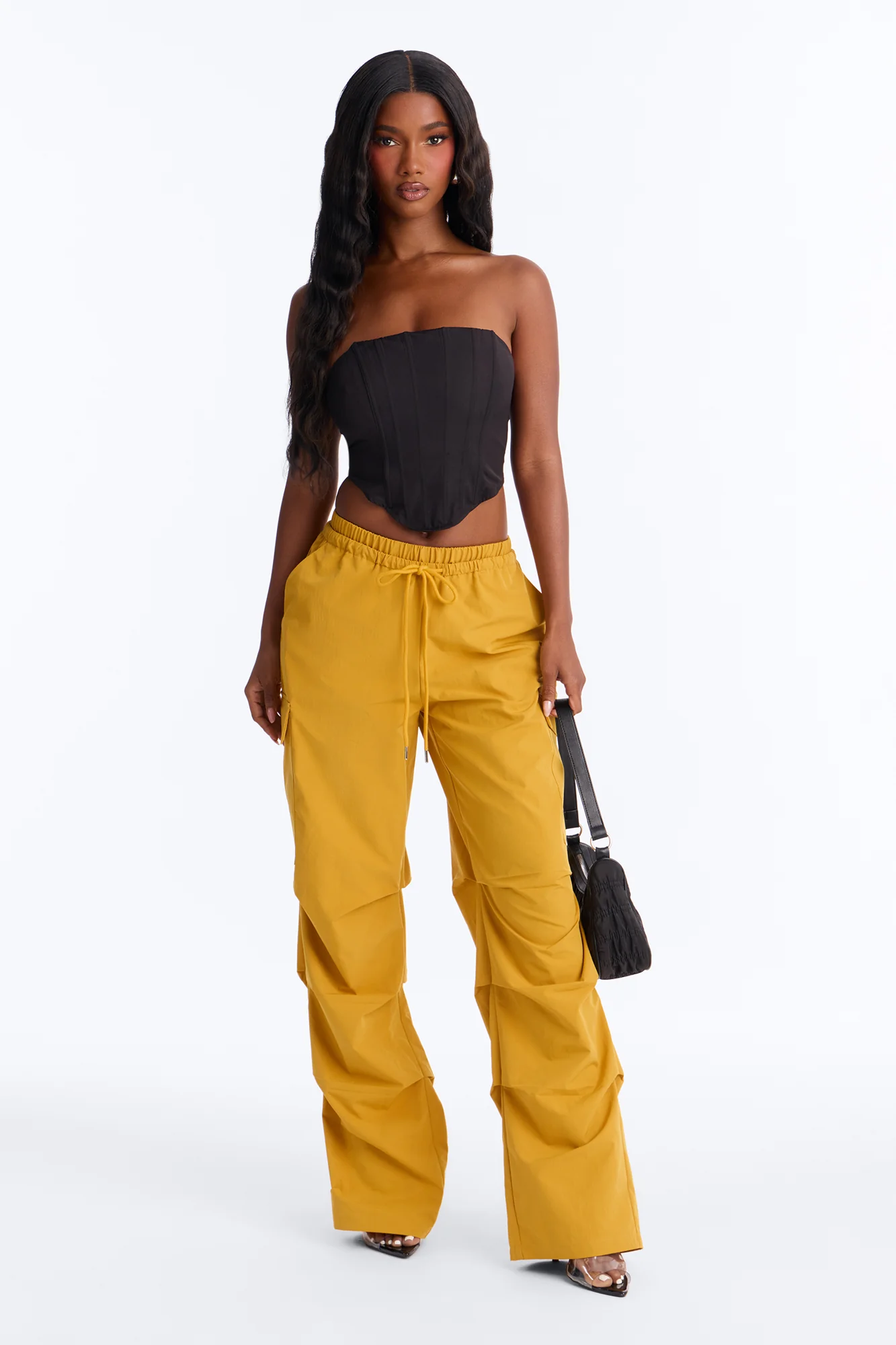 Samara Windbreaker Stacked Wide Leg Pant - Mustard