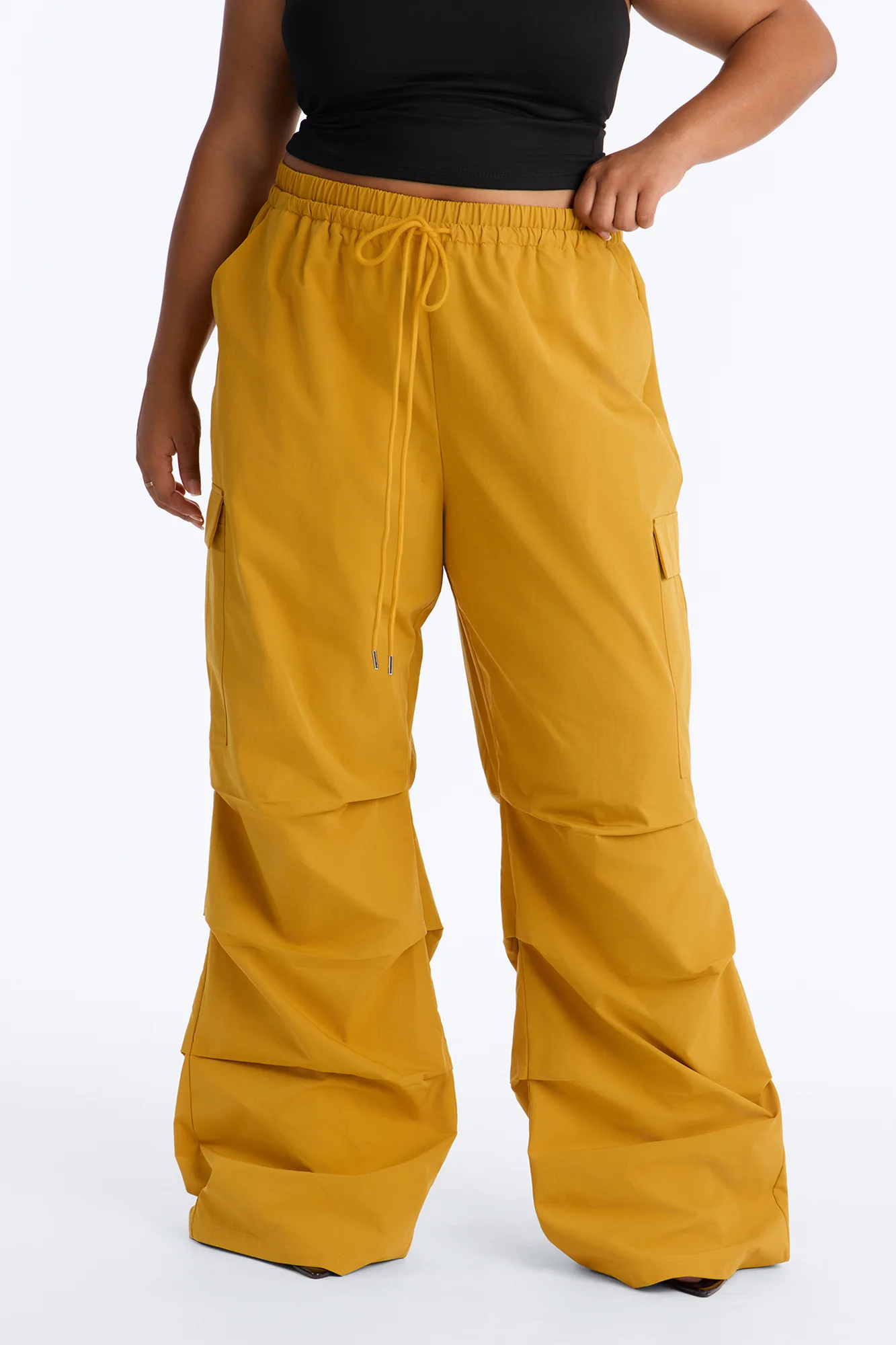 Samara Windbreaker Stacked Wide Leg Pant - Mustard - Image 6