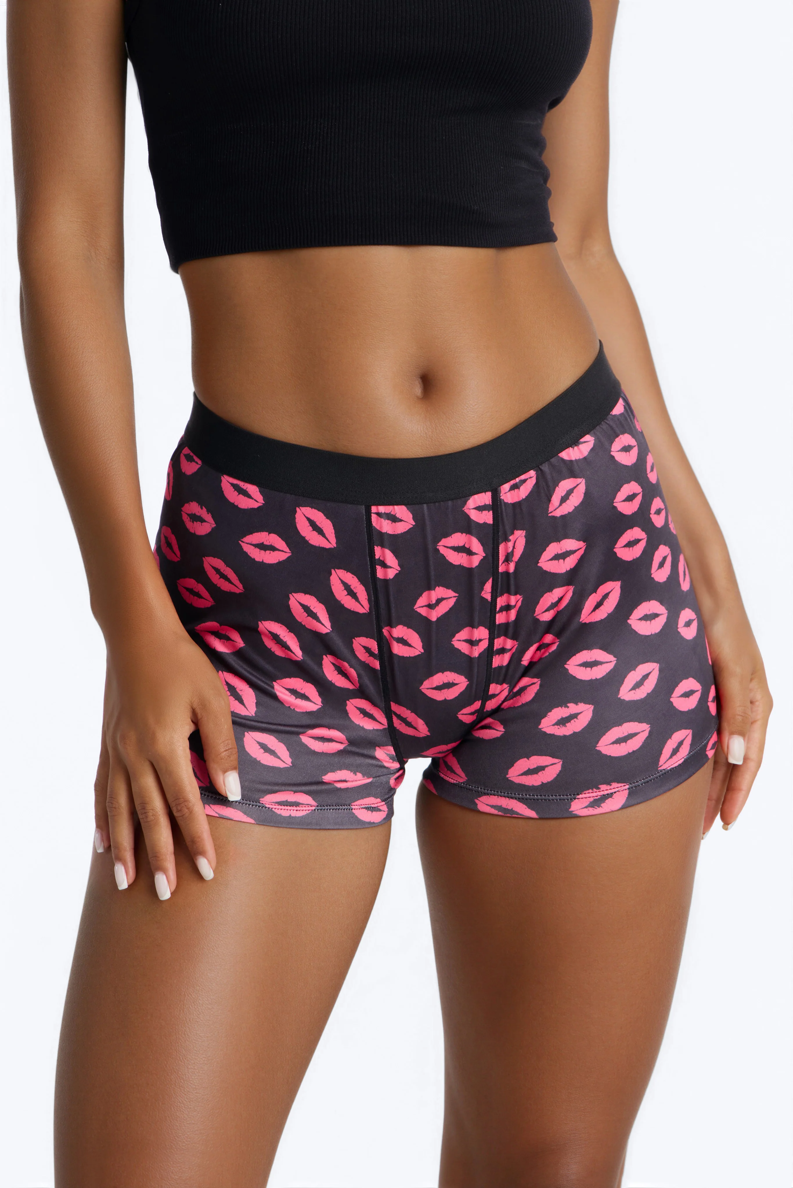 Sami Heart Lover Boxer Panty - Black/Pink