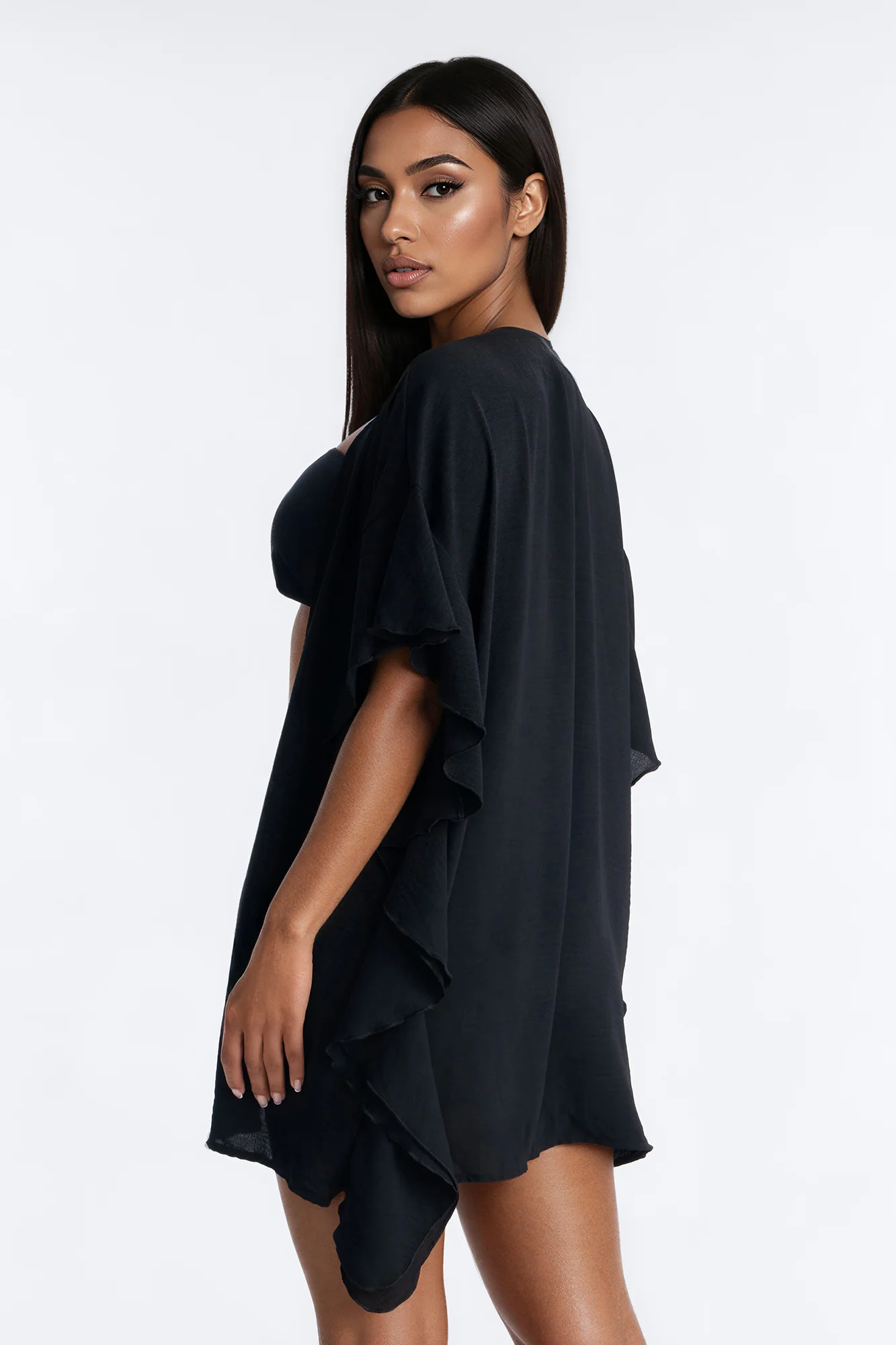 Sandy Feet Swim Cover Up Kimono - Black - Image 3
