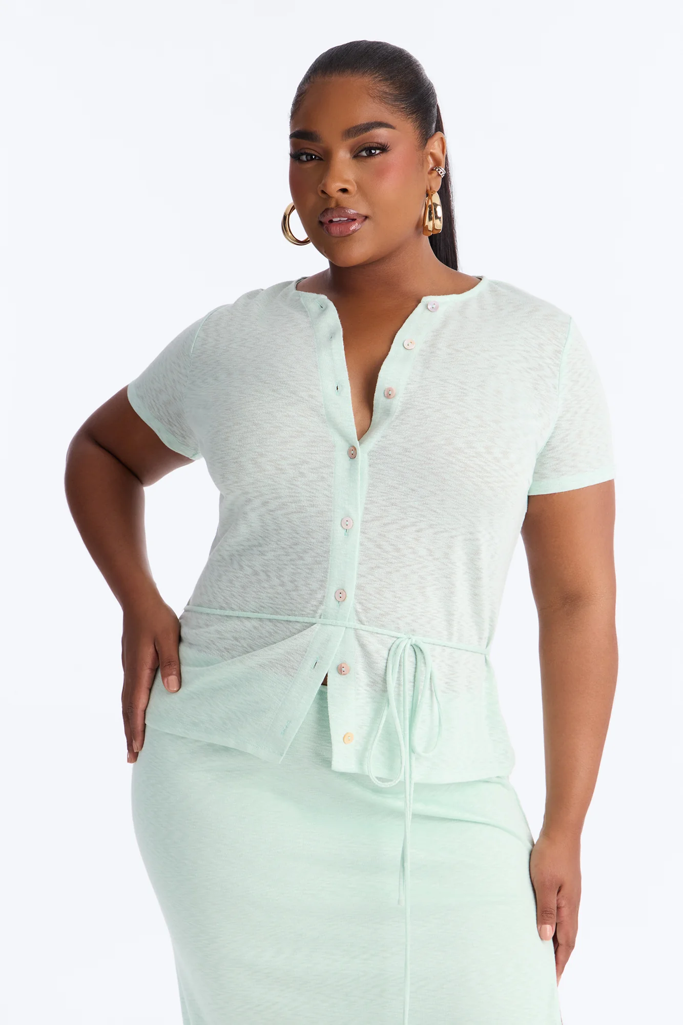 Sara Button Up Maxi Dress - Sage - Image 5