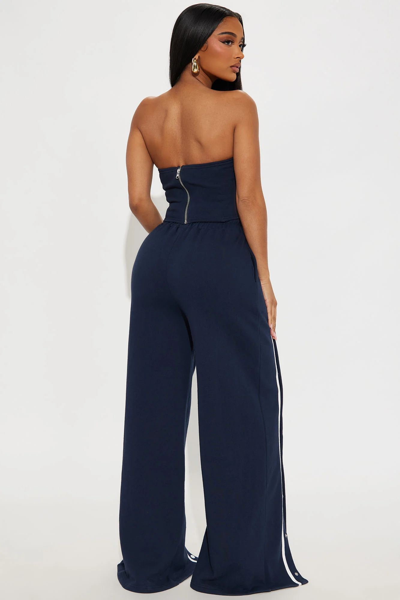 Sara Fleece Track Pant Set - Navy - Image 3