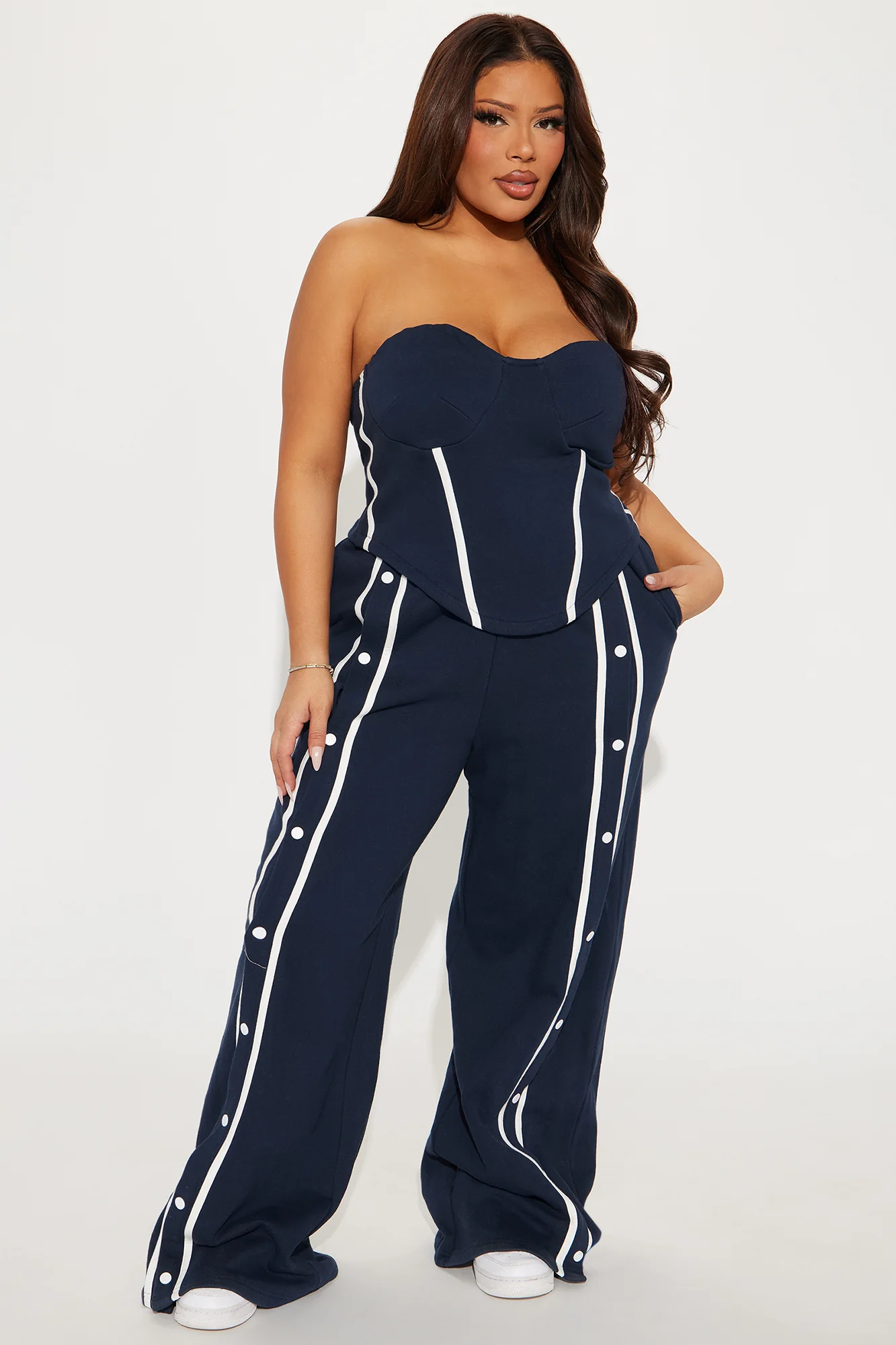 Sara Fleece Track Pant Set - Navy - Image 4