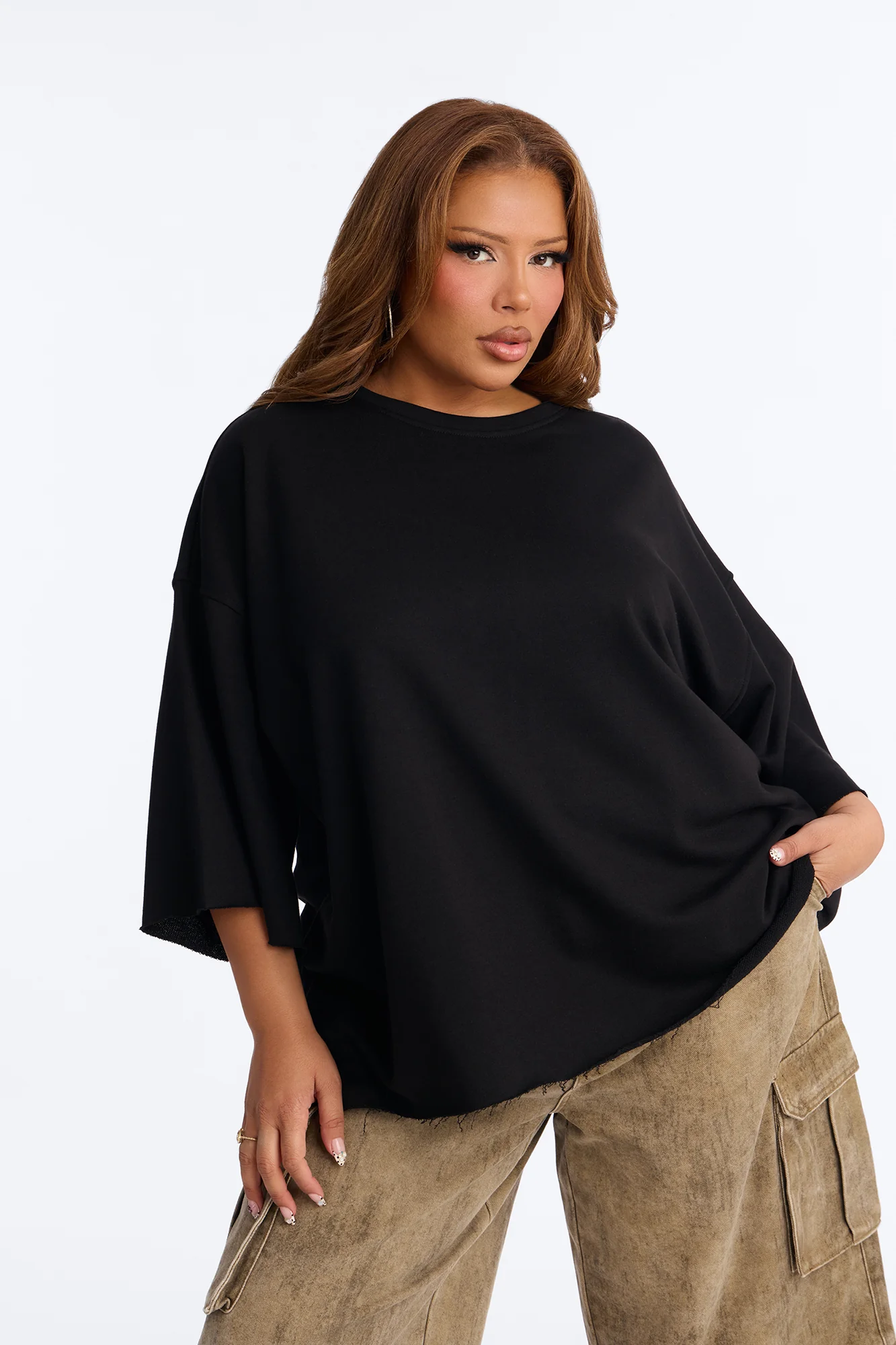 Sara Short Sleeve Oversized Top - Black - Image 5