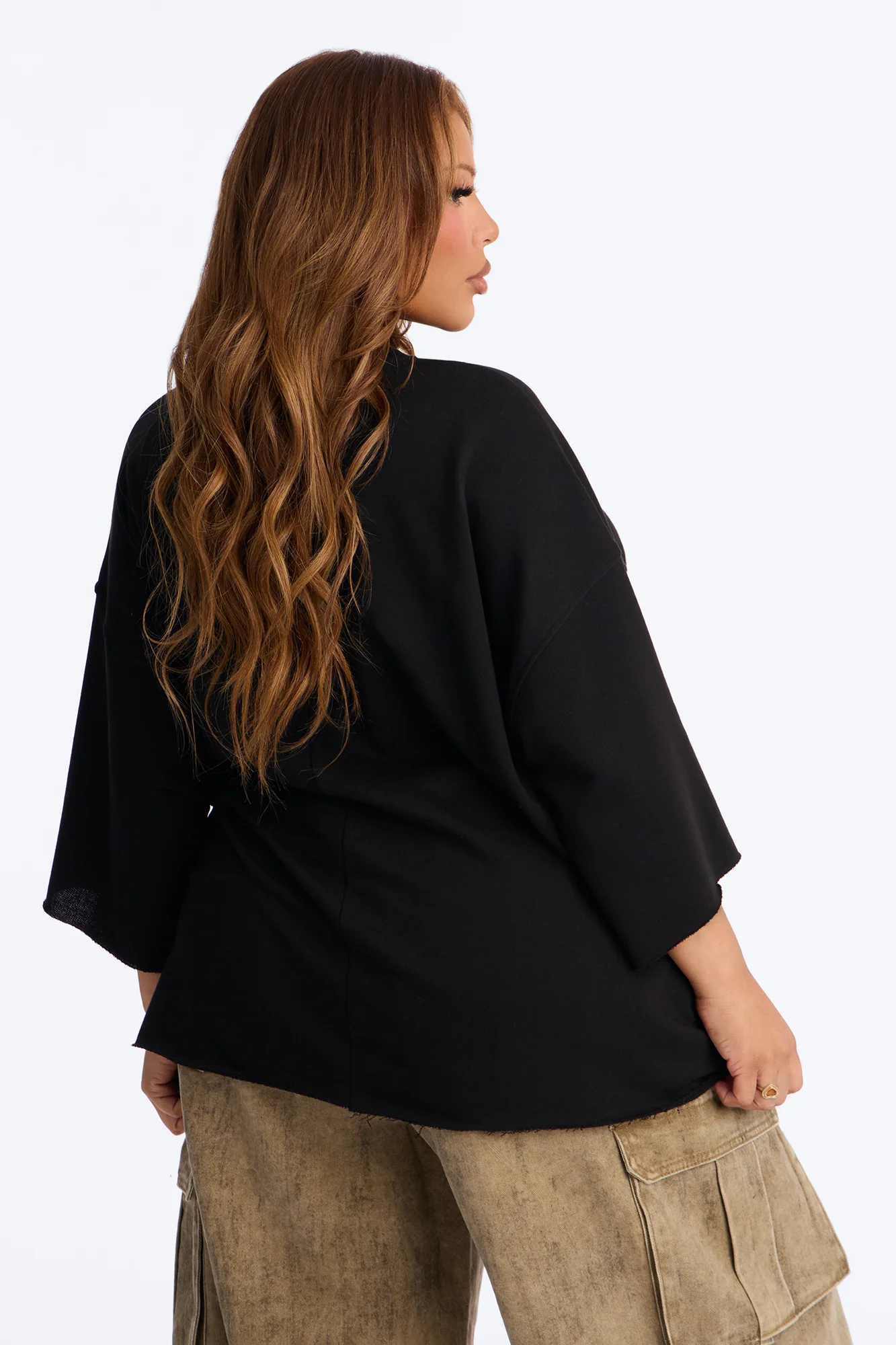 Sara Short Sleeve Oversized Top - Black - Image 7