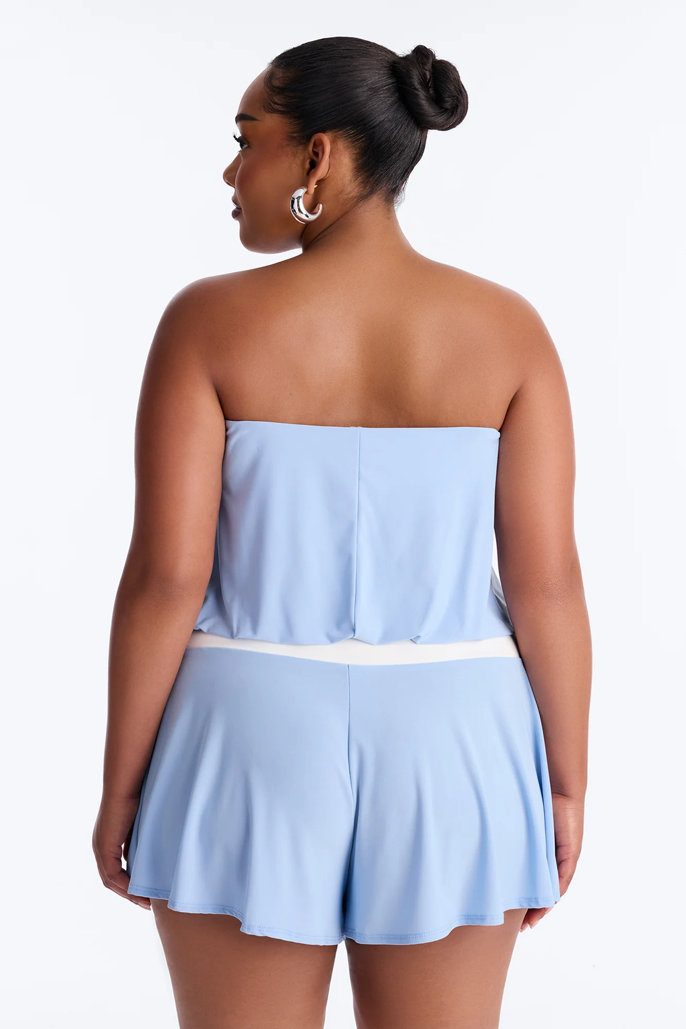 Sara Strapless Contrast Romper - Blue - Image 7