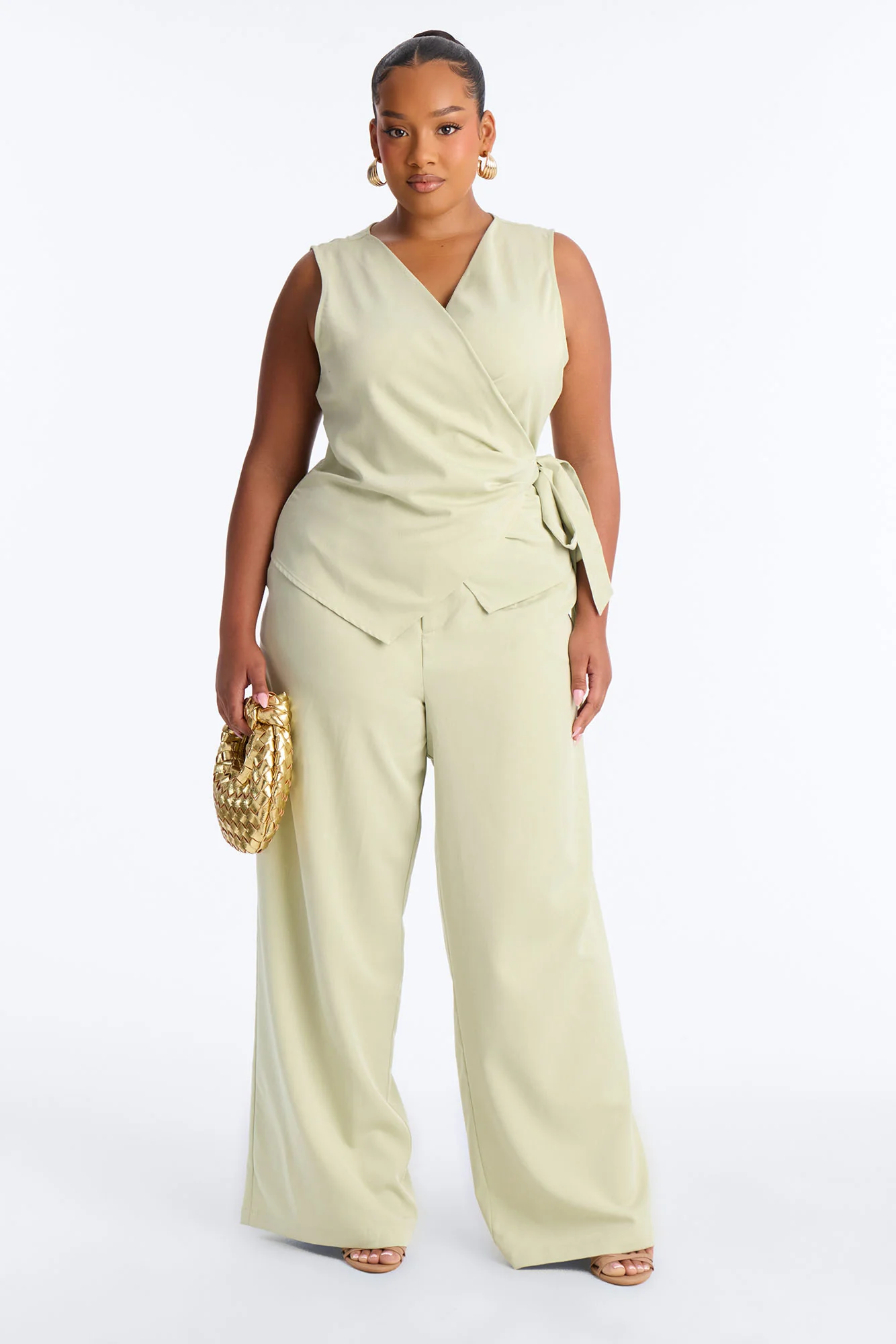 Sarah Fitted Vest Pant Set - Sage - Image 5