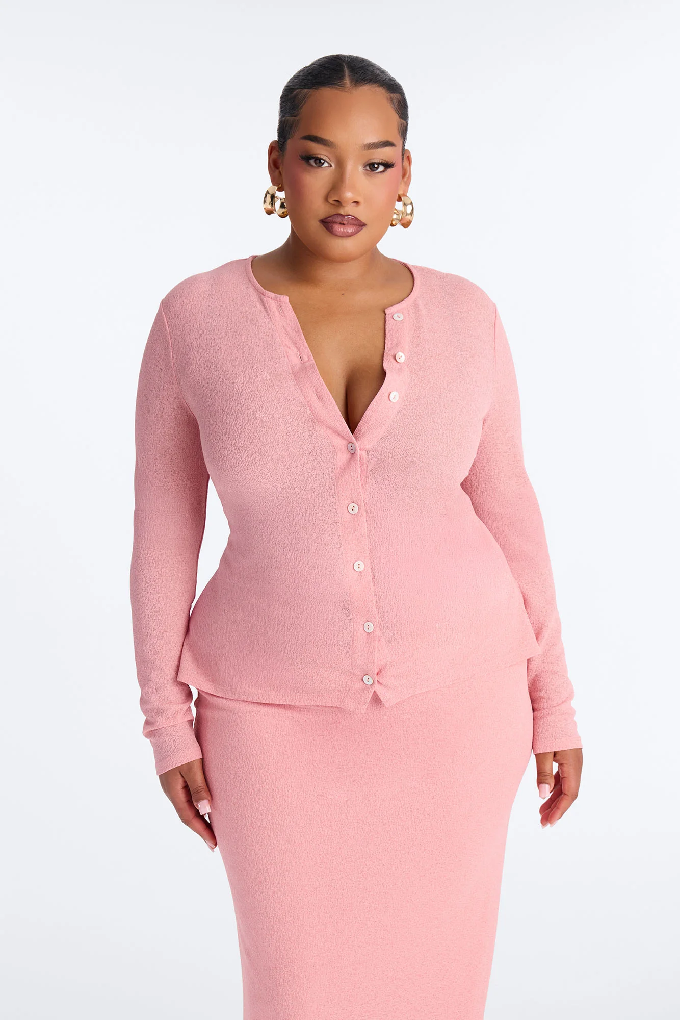 Sasha Button Up Maxi Dress - Pink - Image 6