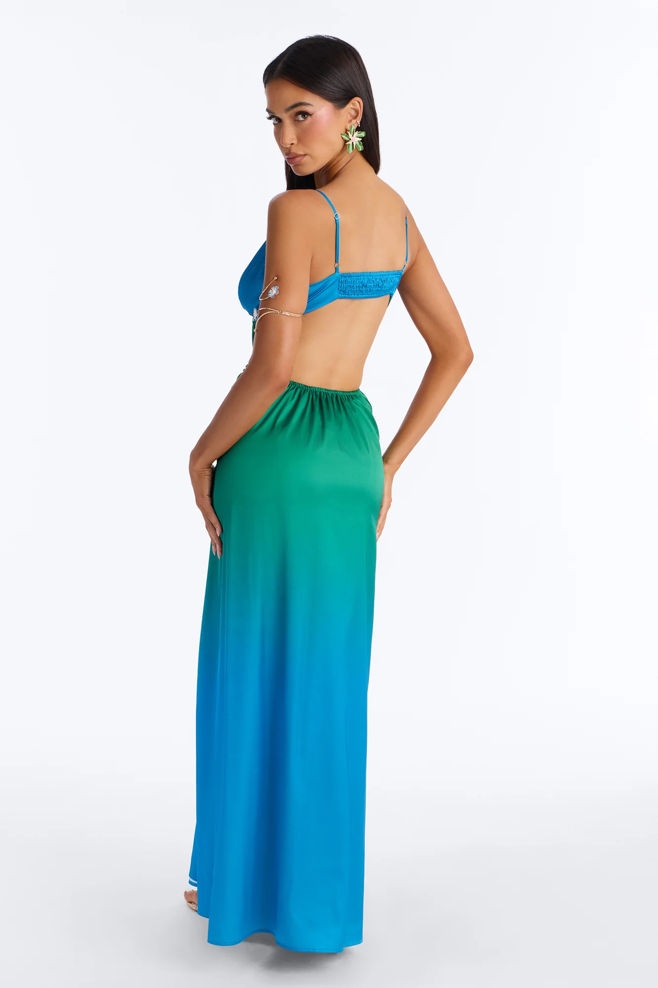 Sasha Cut Out Satin Maxi Dress - Blue/combo - Image 4
