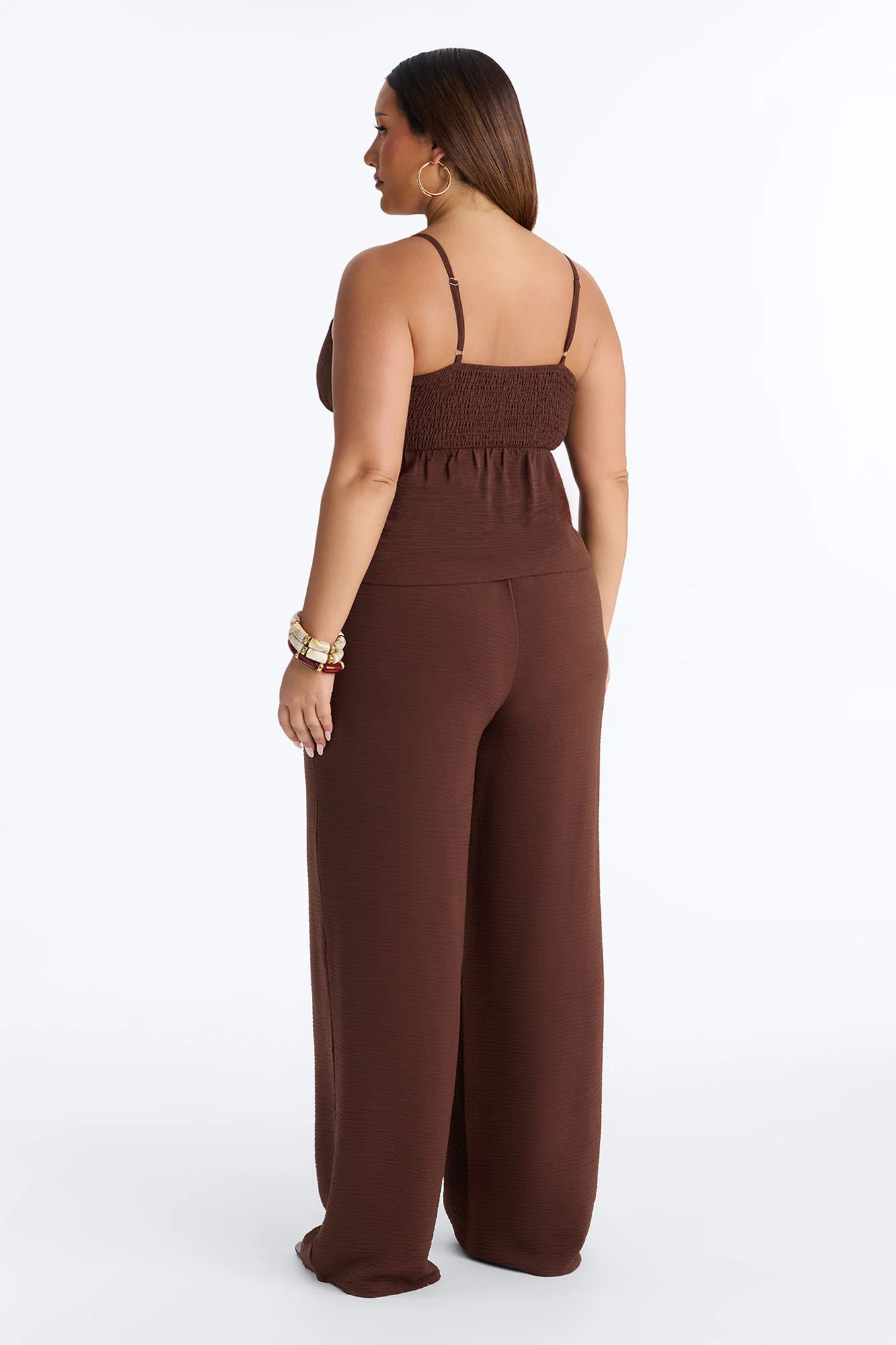 Sasha Embellished Wide Leg Pant Set - Chocolate - Image 8