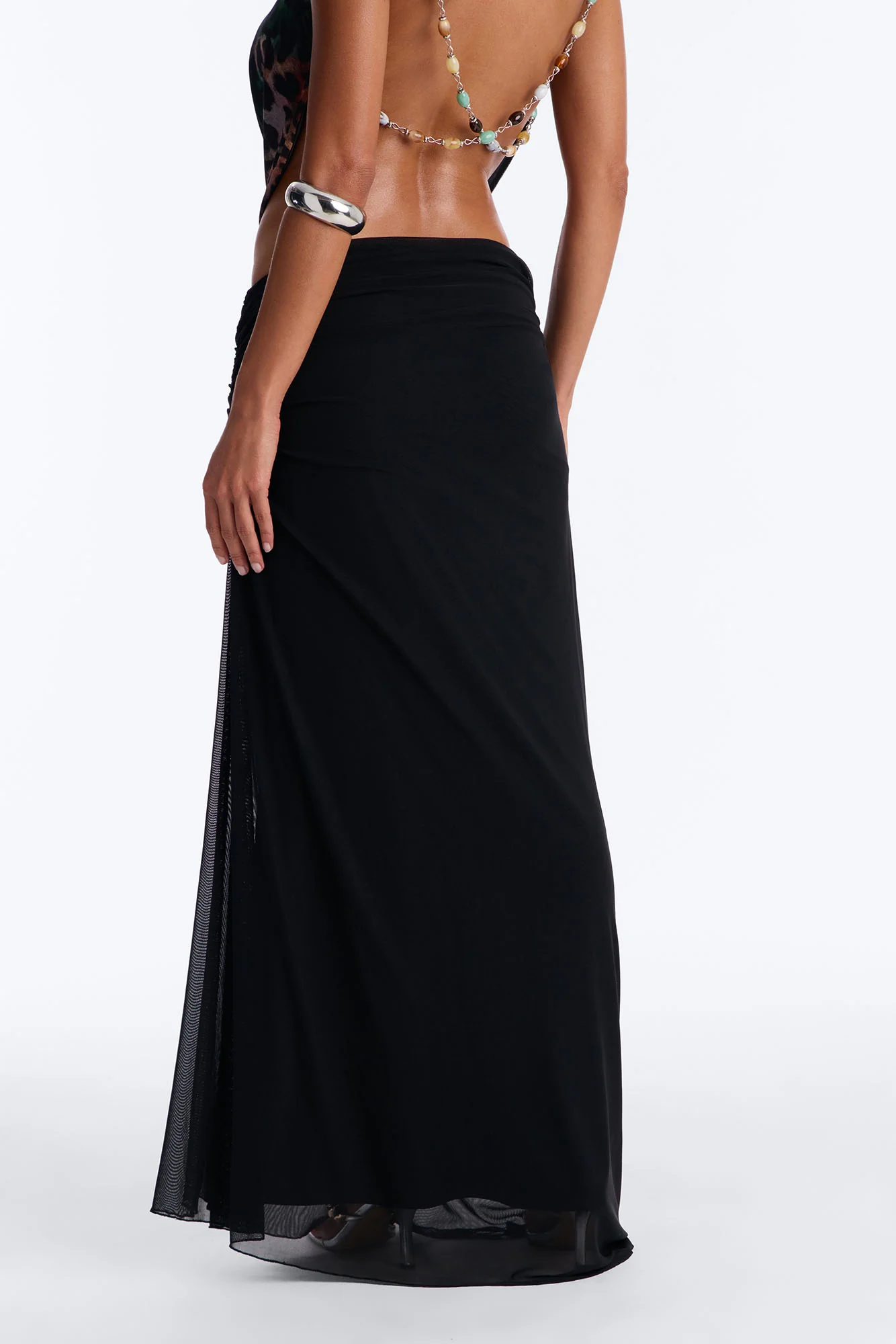 Sassy Swinger Asymmetric Waistband Maxi Skirt - Black - Image 3