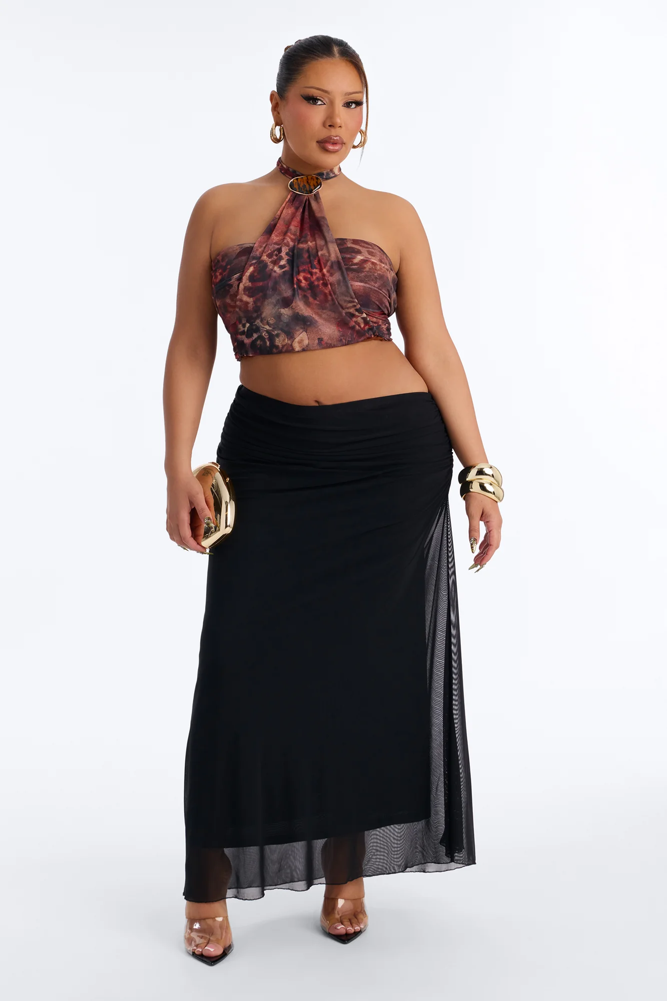 Sassy Swinger Asymmetric Waistband Maxi Skirt - Black - Image 4