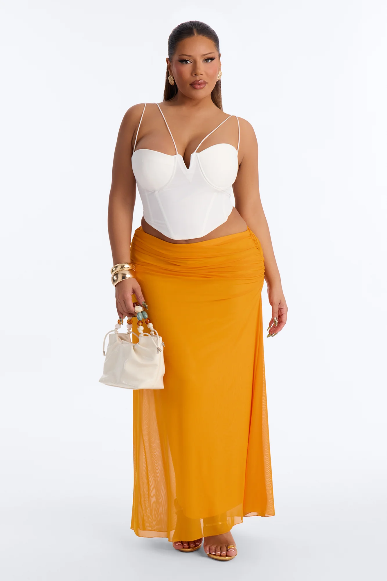 Sassy Swinger Asymmetric Waistband Maxi Skirt - Mustard - Image 6