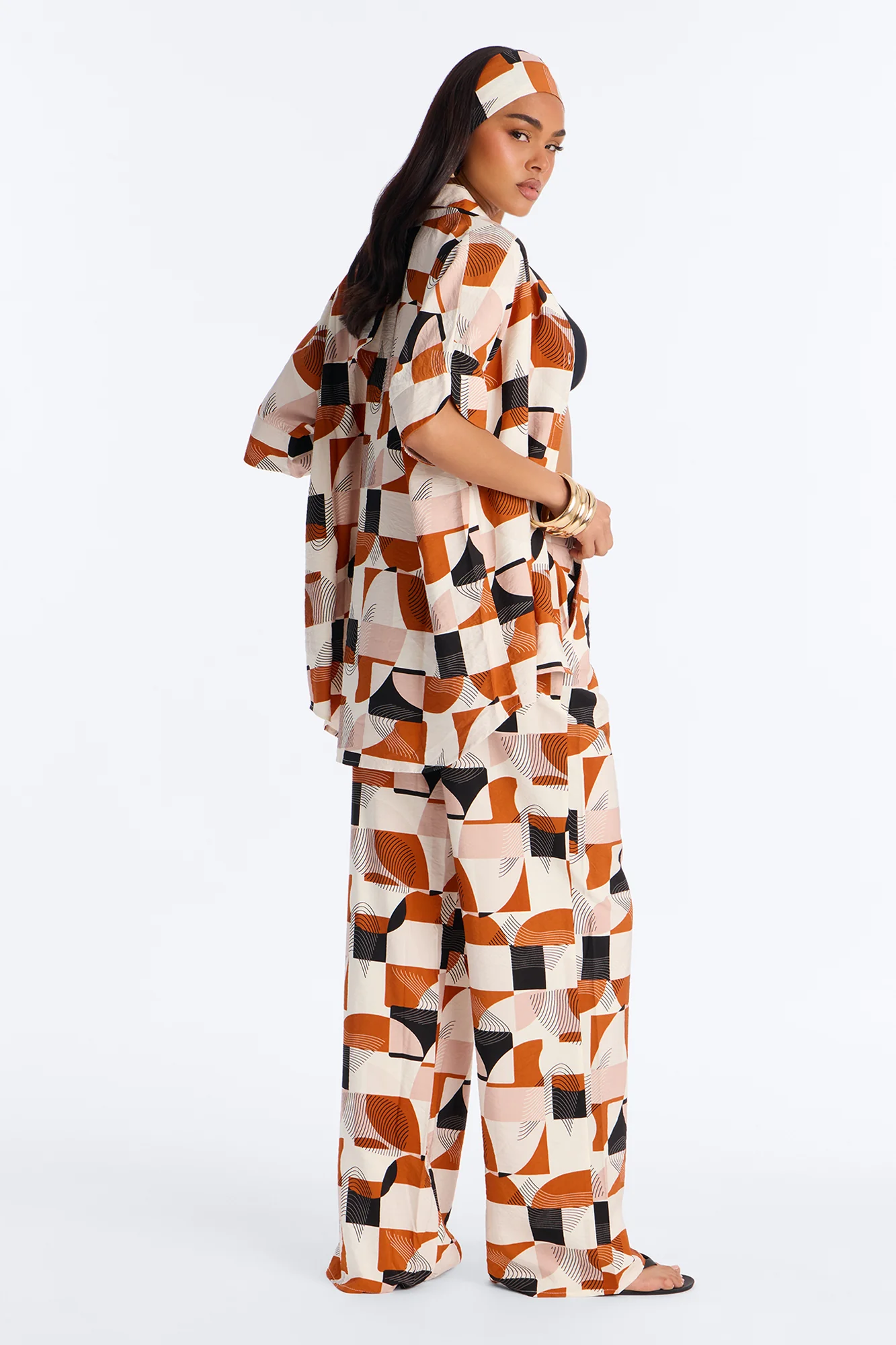Savanna 3 Piece Pant Set - Rust/combo - Image 3