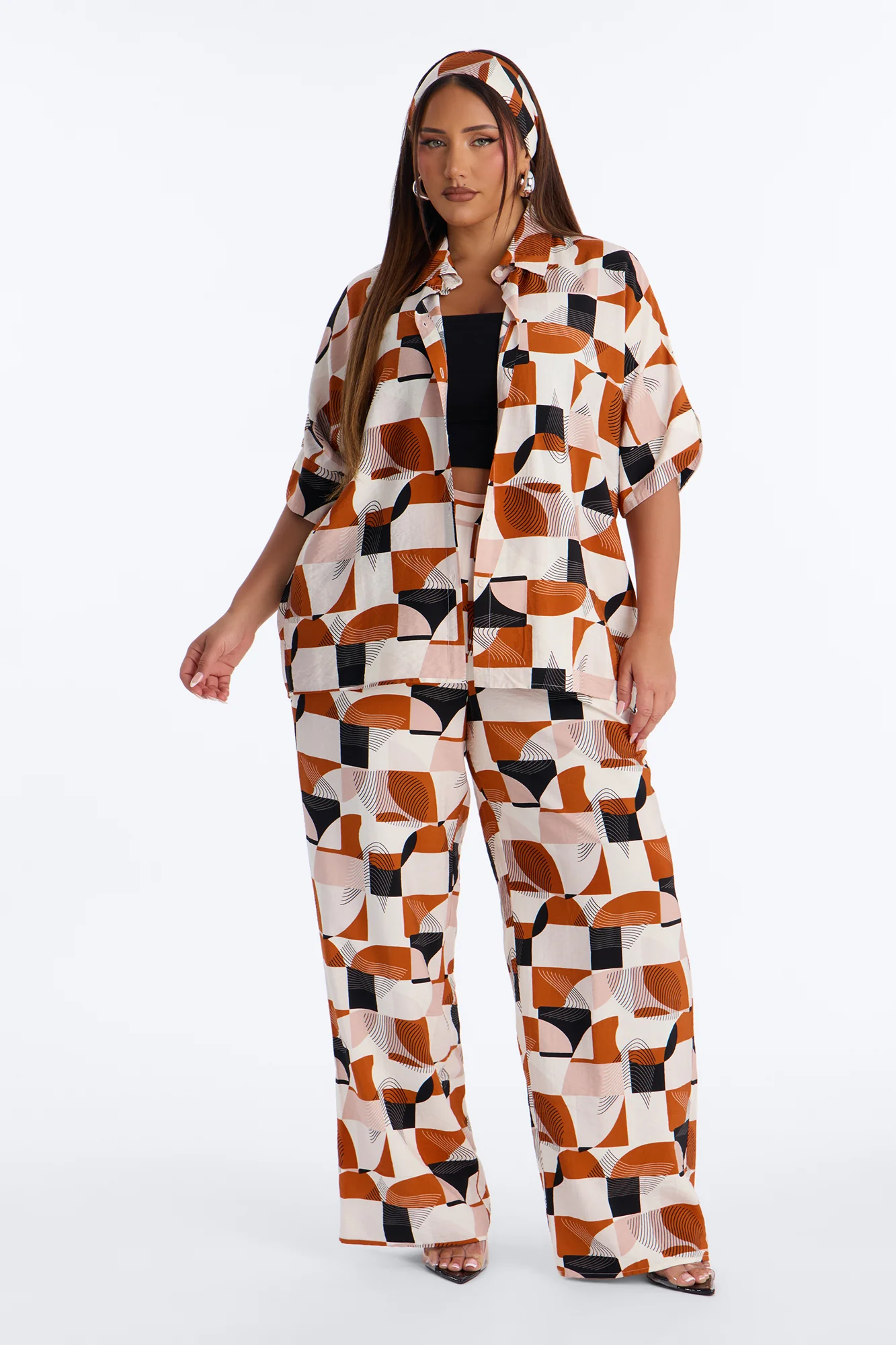 Savanna 3 Piece Pant Set - Rust/combo - Image 4