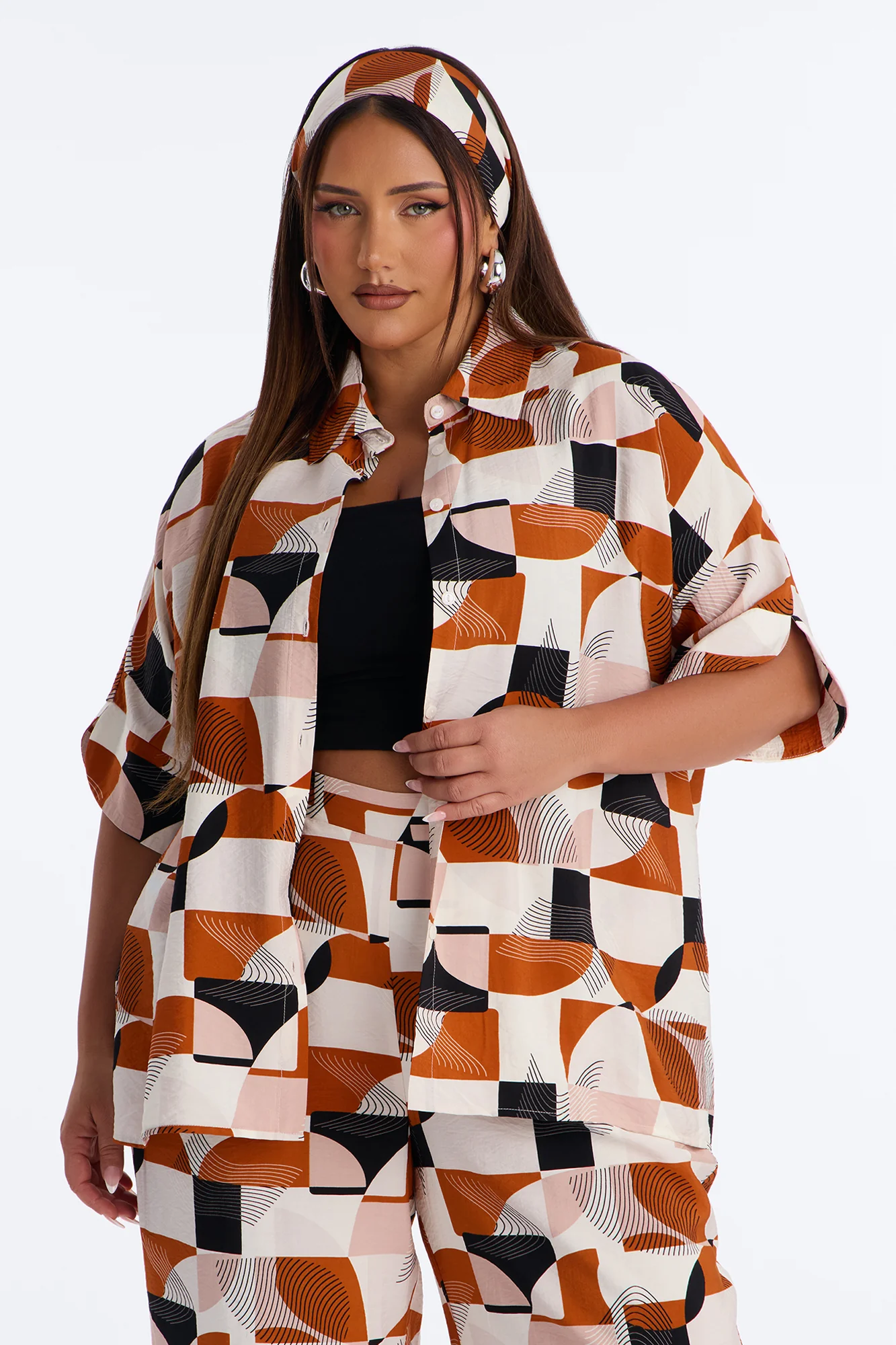 Savanna 3 Piece Pant Set - Rust/combo - Image 5