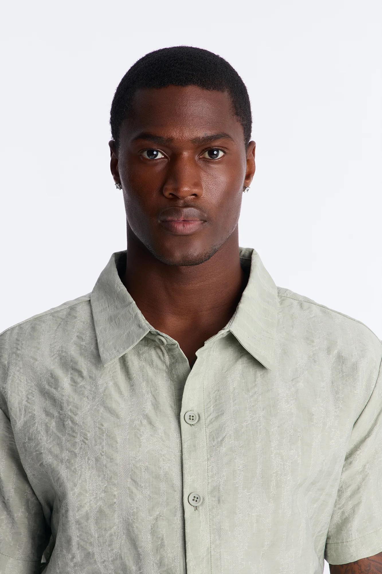 Savanna Textured Button Up Shirt - Sage - Image 3