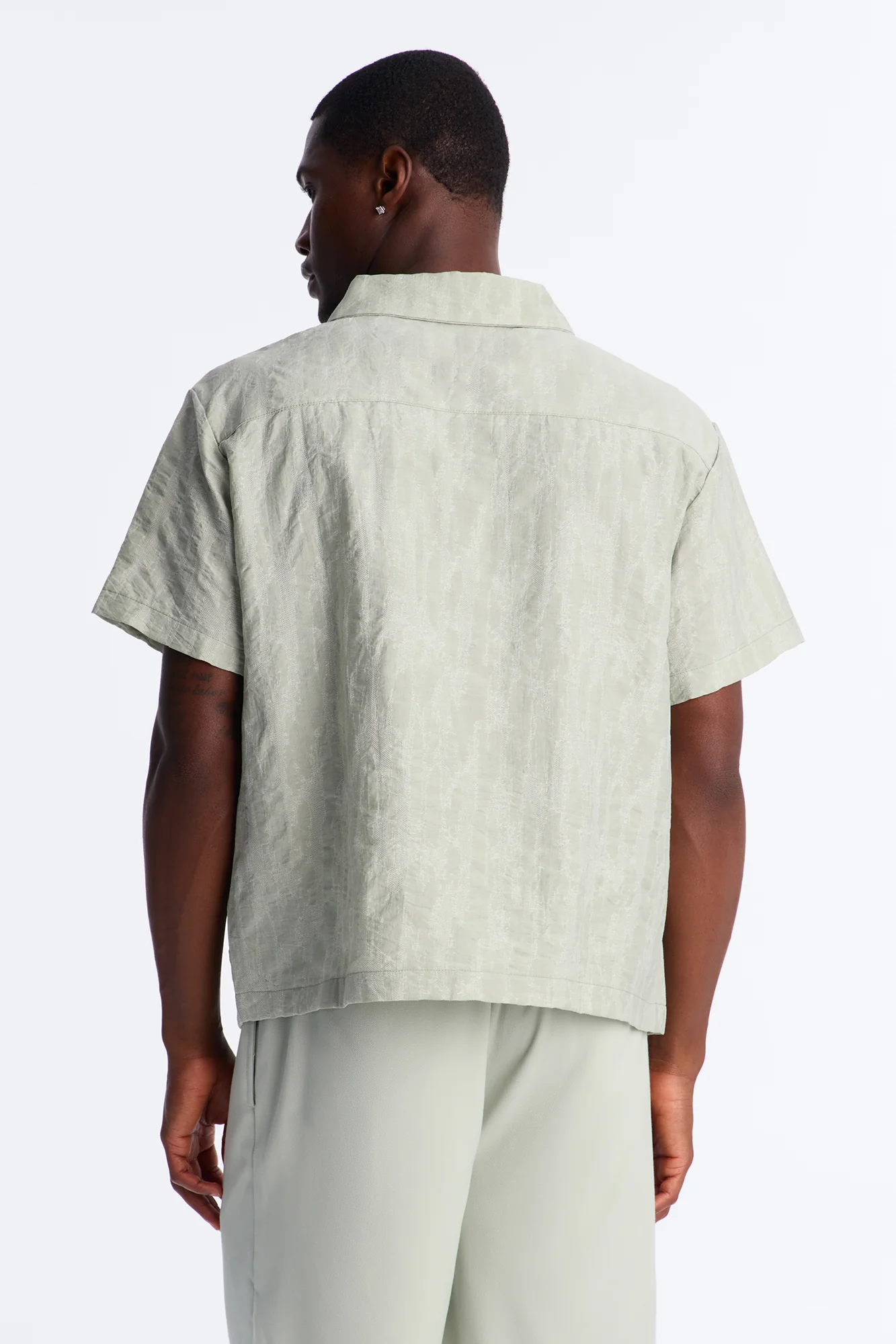 Savanna Textured Button Up Shirt - Sage - Image 4