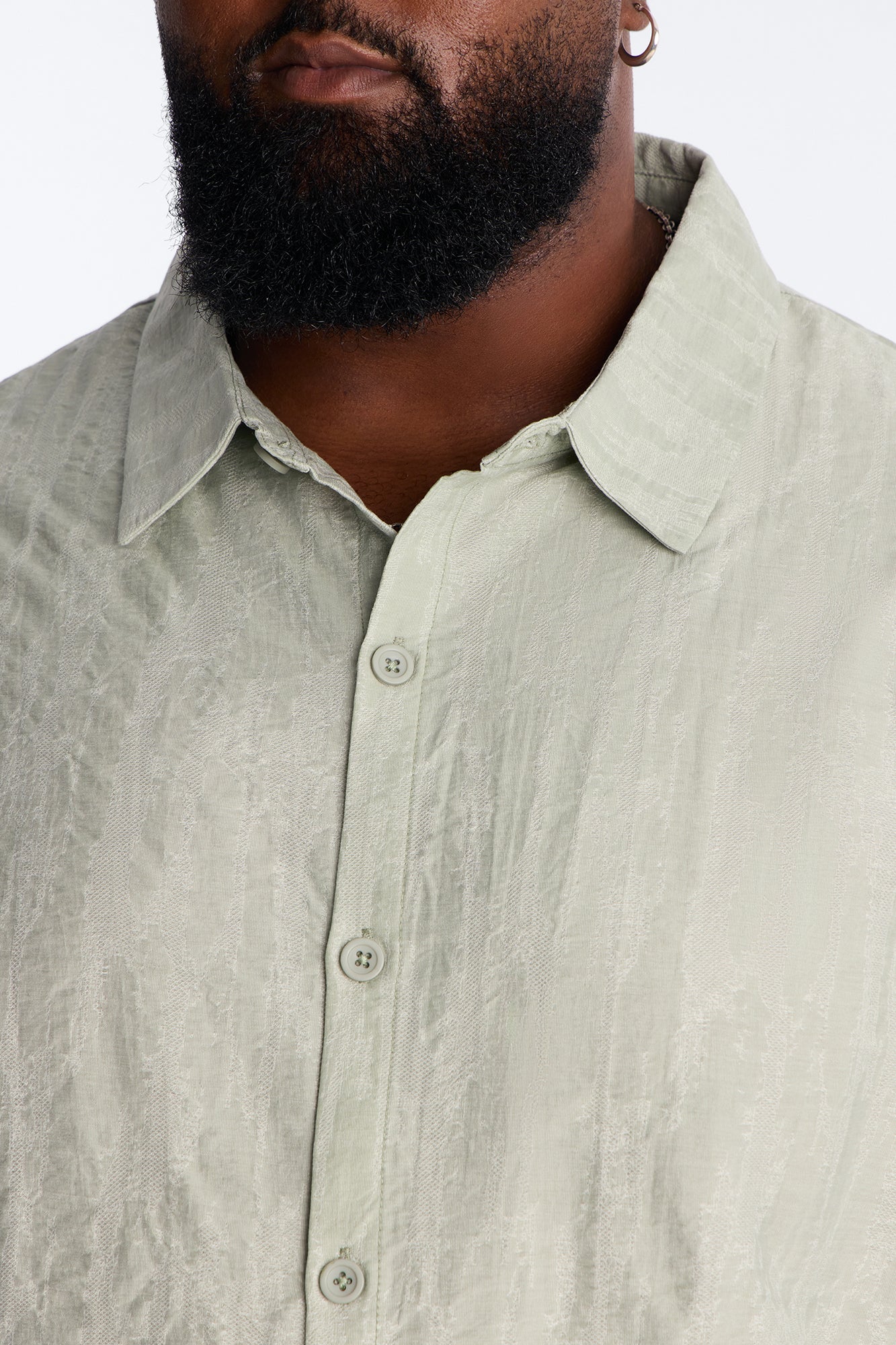 Savanna Textured Button Up Shirt - Sage - Image 7