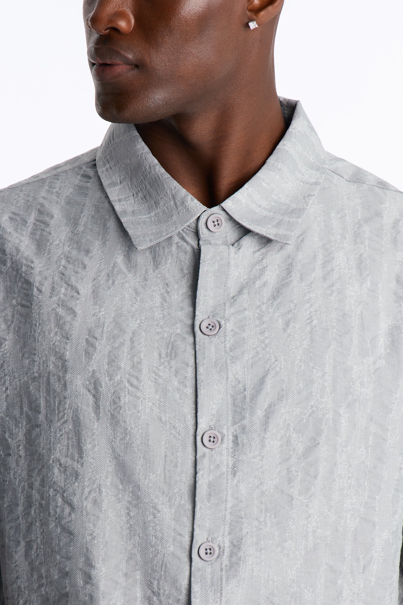 Savanna Textured Button Up Shirt - SlateBlue - Image 4