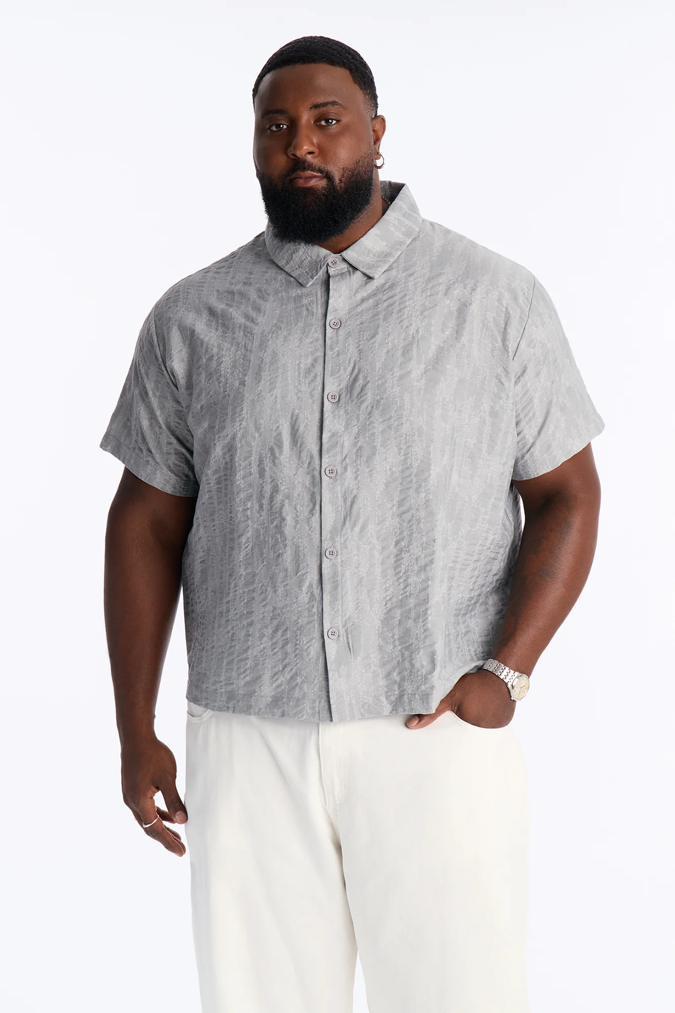 Savanna Textured Button Up Shirt - SlateBlue - Image 5