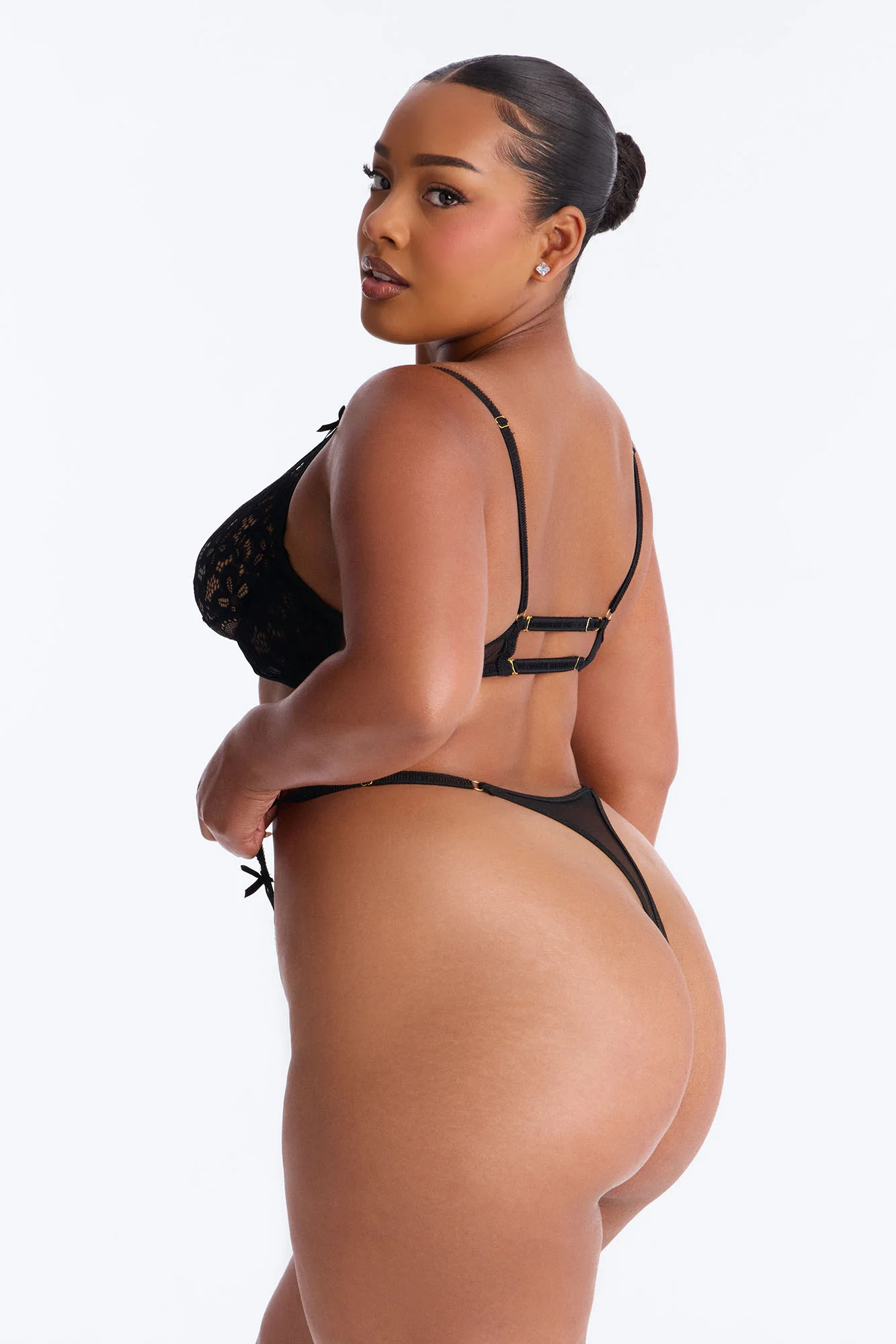 Savanna Underwire Bow Sheer 2 Piece Set - Black - Image 6