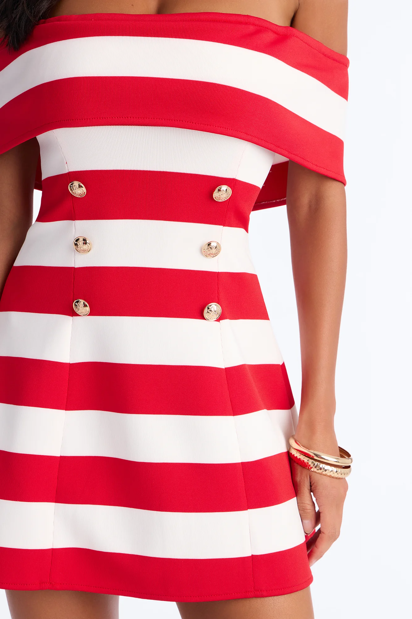 Sawyer Striped Bandage Mini Dress - Red/White - Image 3
