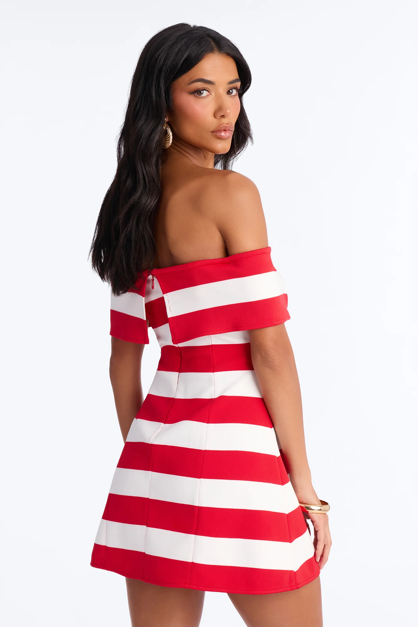 Sawyer Striped Bandage Mini Dress - Red/White - Image 4