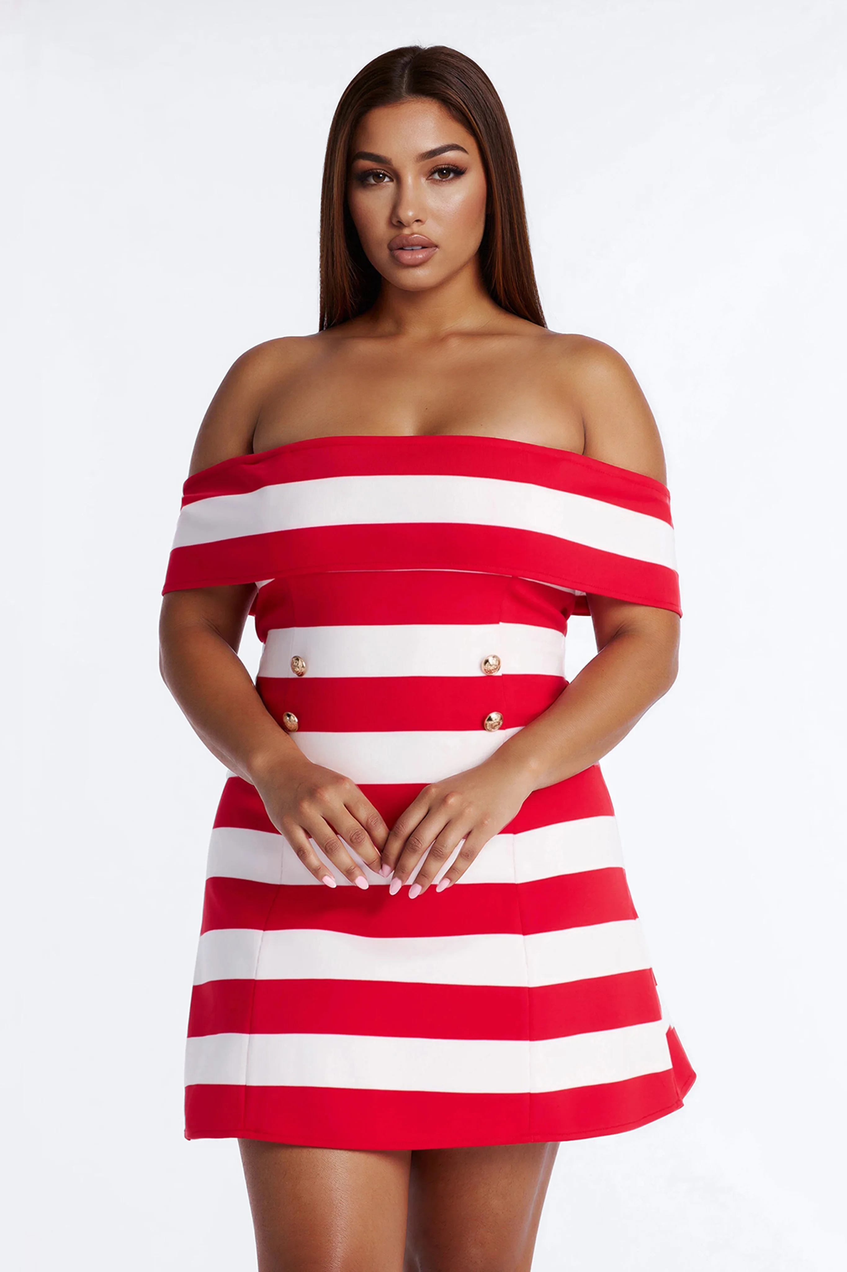 Sawyer Striped Bandage Mini Dress - Red/White - Image 5