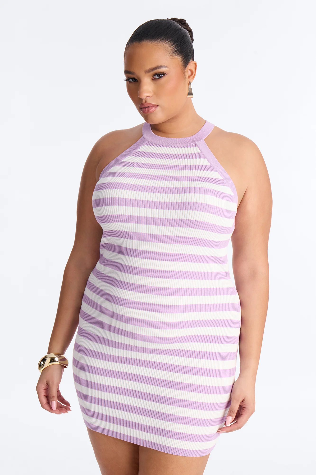 Sawyer Striped Ribbed Mini Dress - Lavender - Image 6