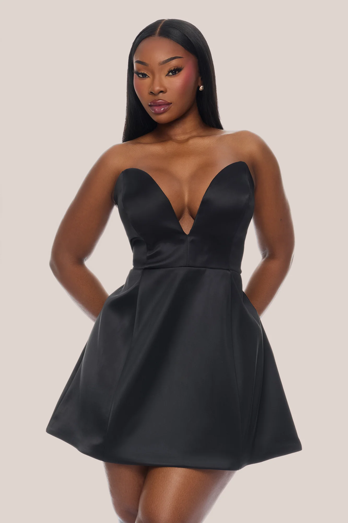 Saydee A Line Mini Dress - Black - Image 5