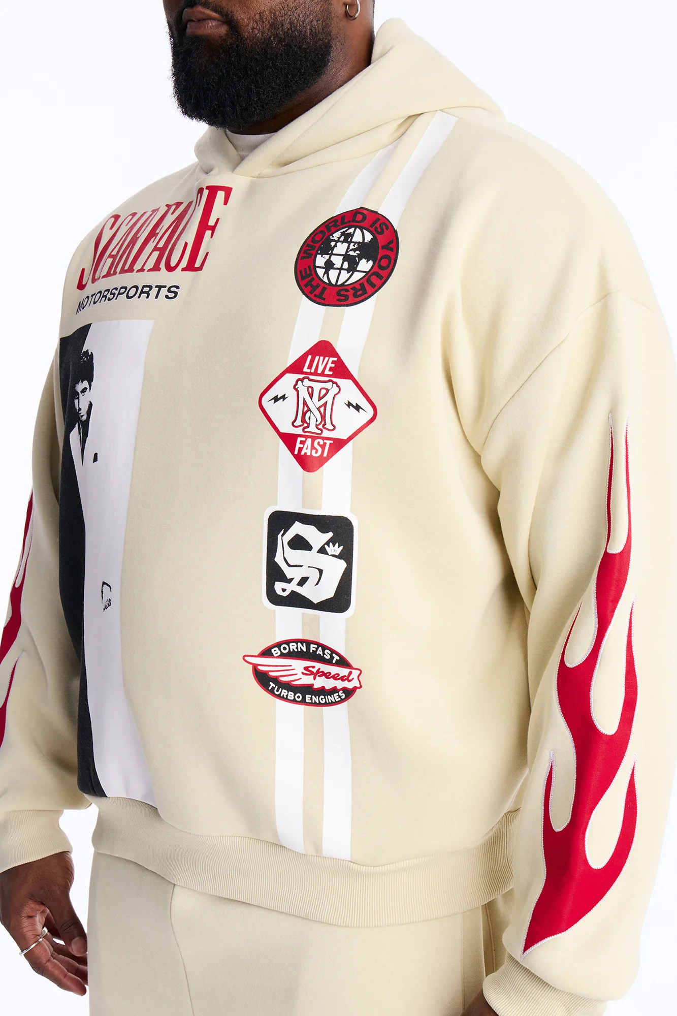 Scarface Embroidery Patch Hoodie - Khaki - Image 7