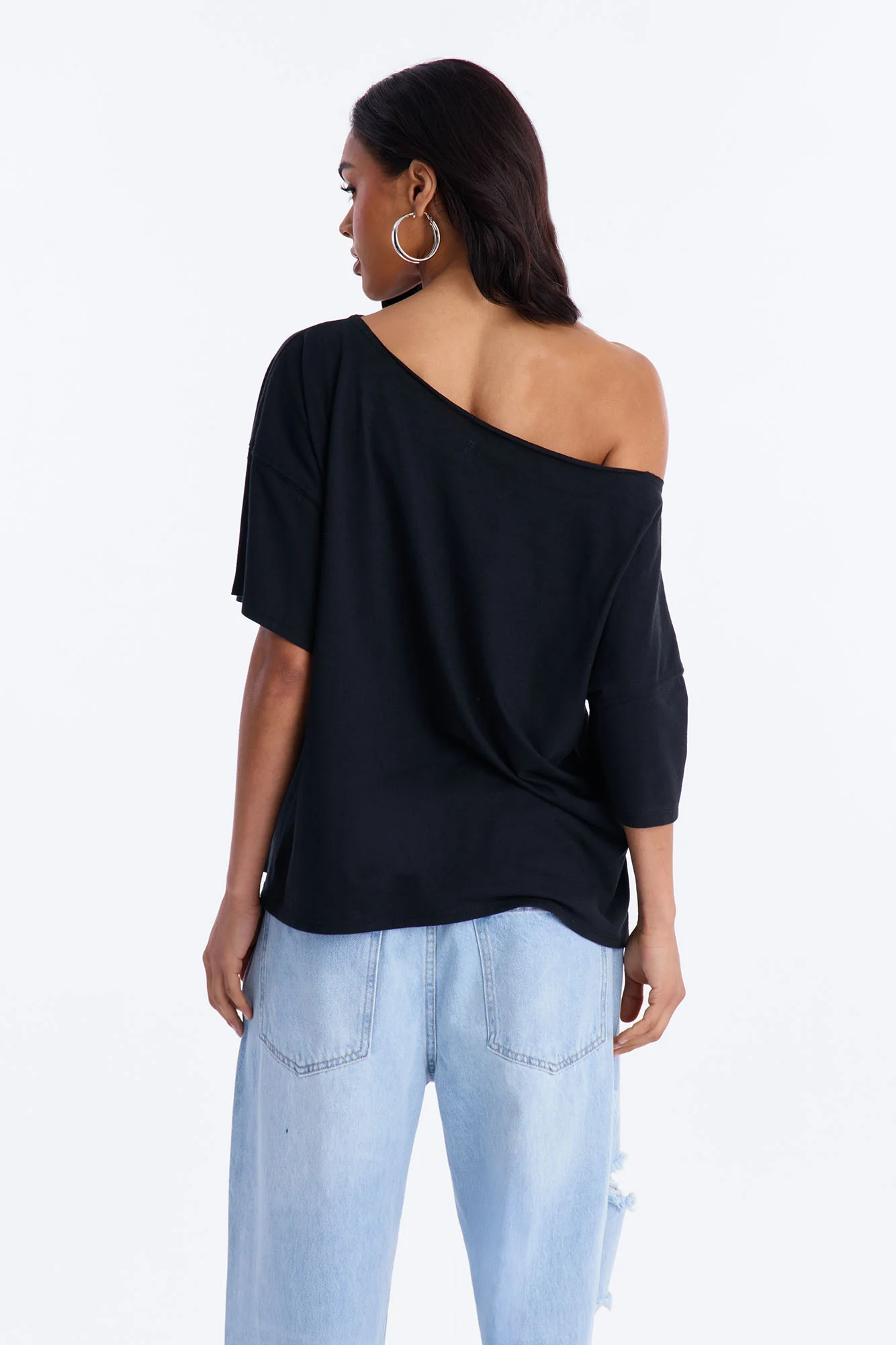 Scarface Off Shoulder Tee - Black - Image 3