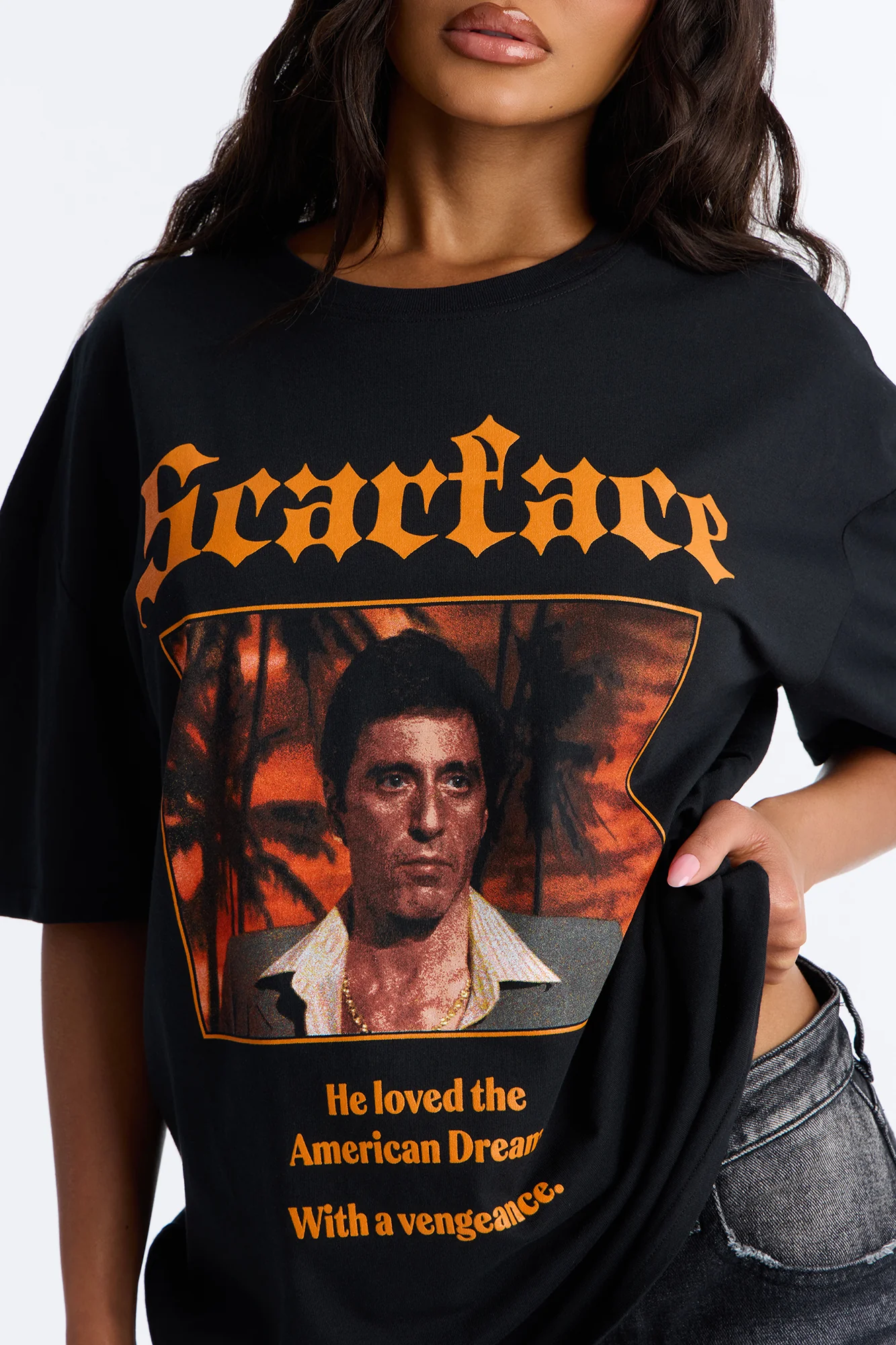 Scarface Orange Logo Palm Tee - Black - Image 3