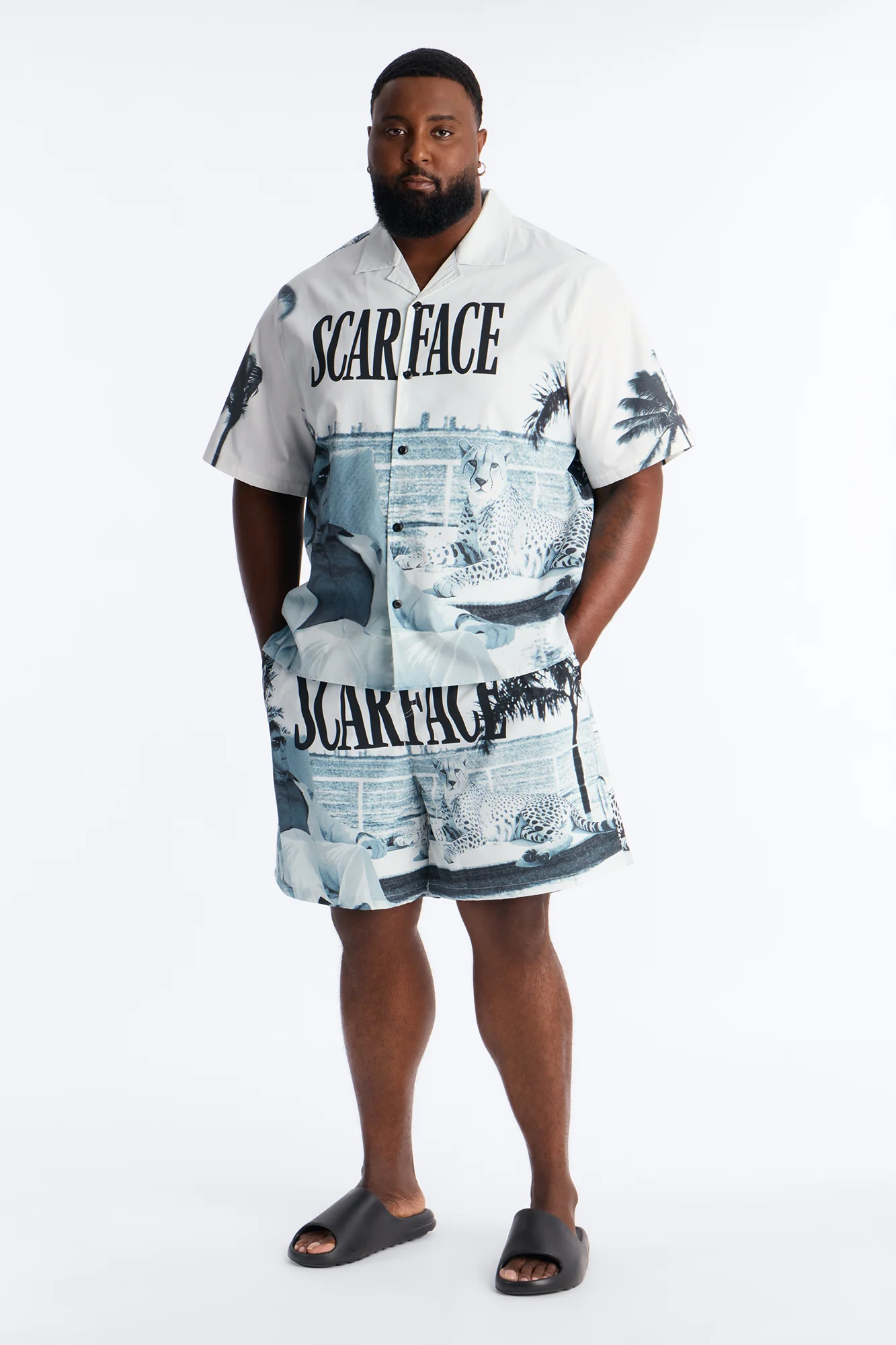 Scarface Poolside Photoreal Swim Trunk 7″ - White/Black - Image 6
