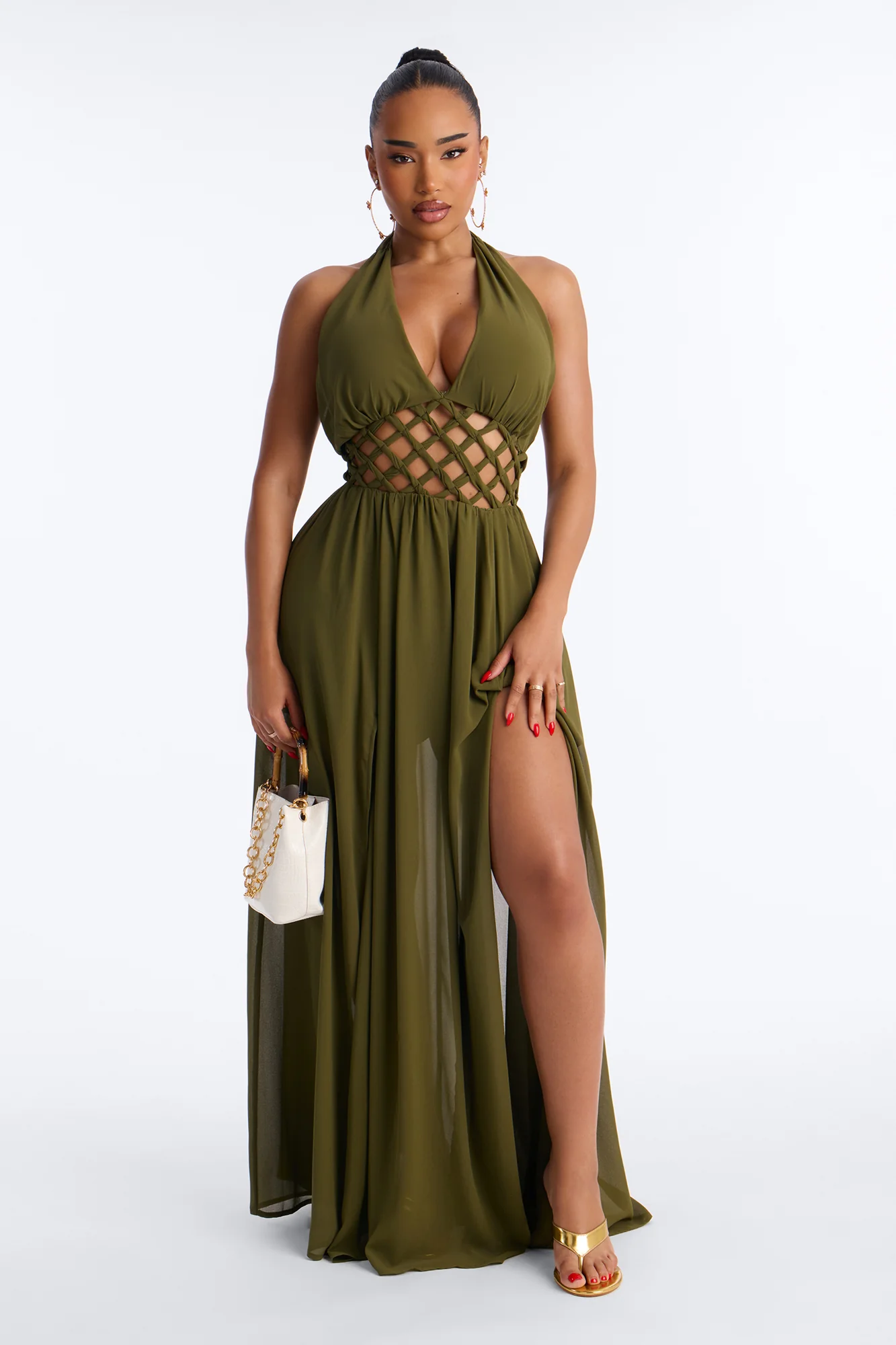 Scarlett Chiffon Maxi Dress - Olive