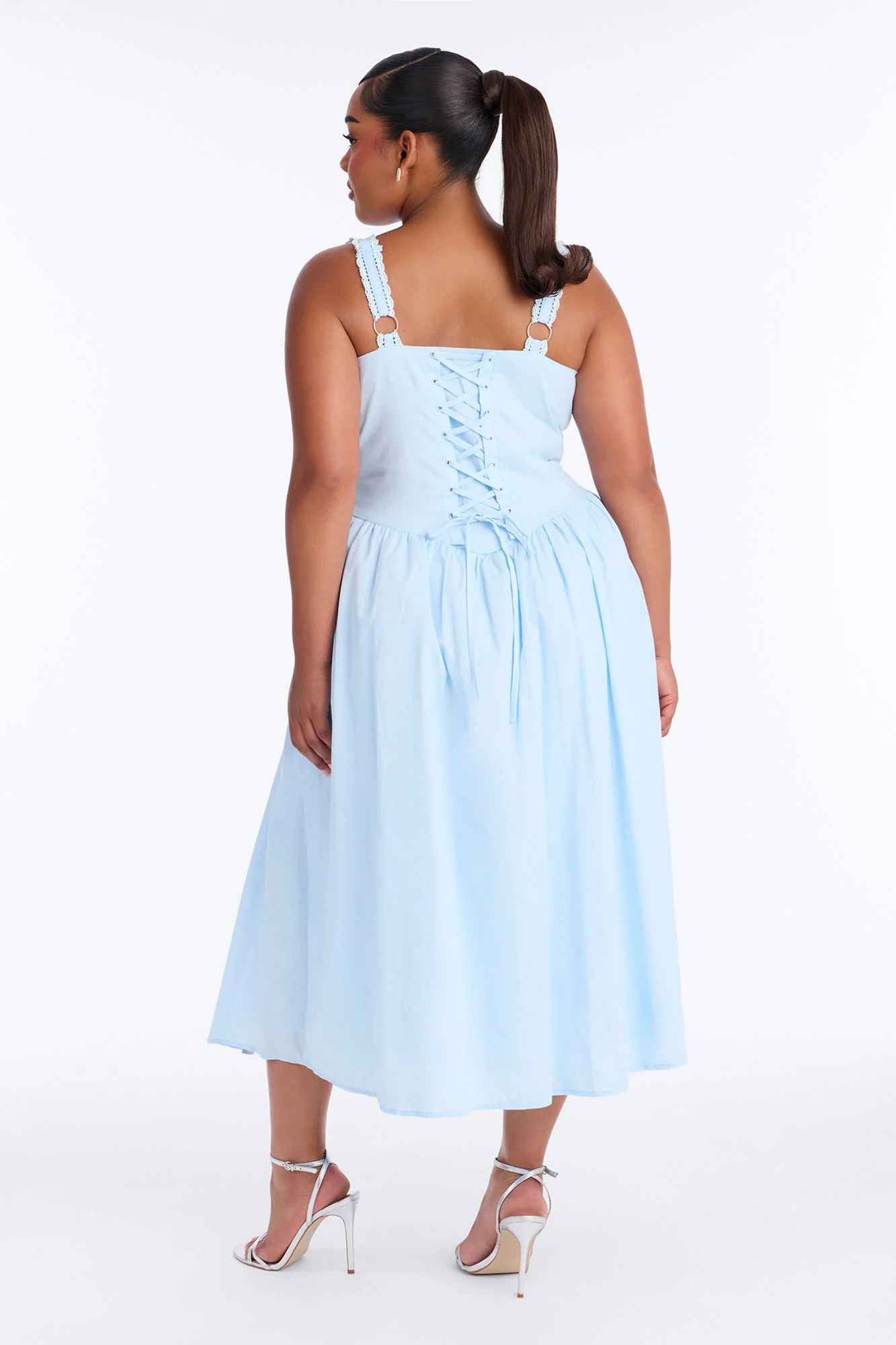 Scarlett Pleated Poplin Midi Dress - Blue - Image 8