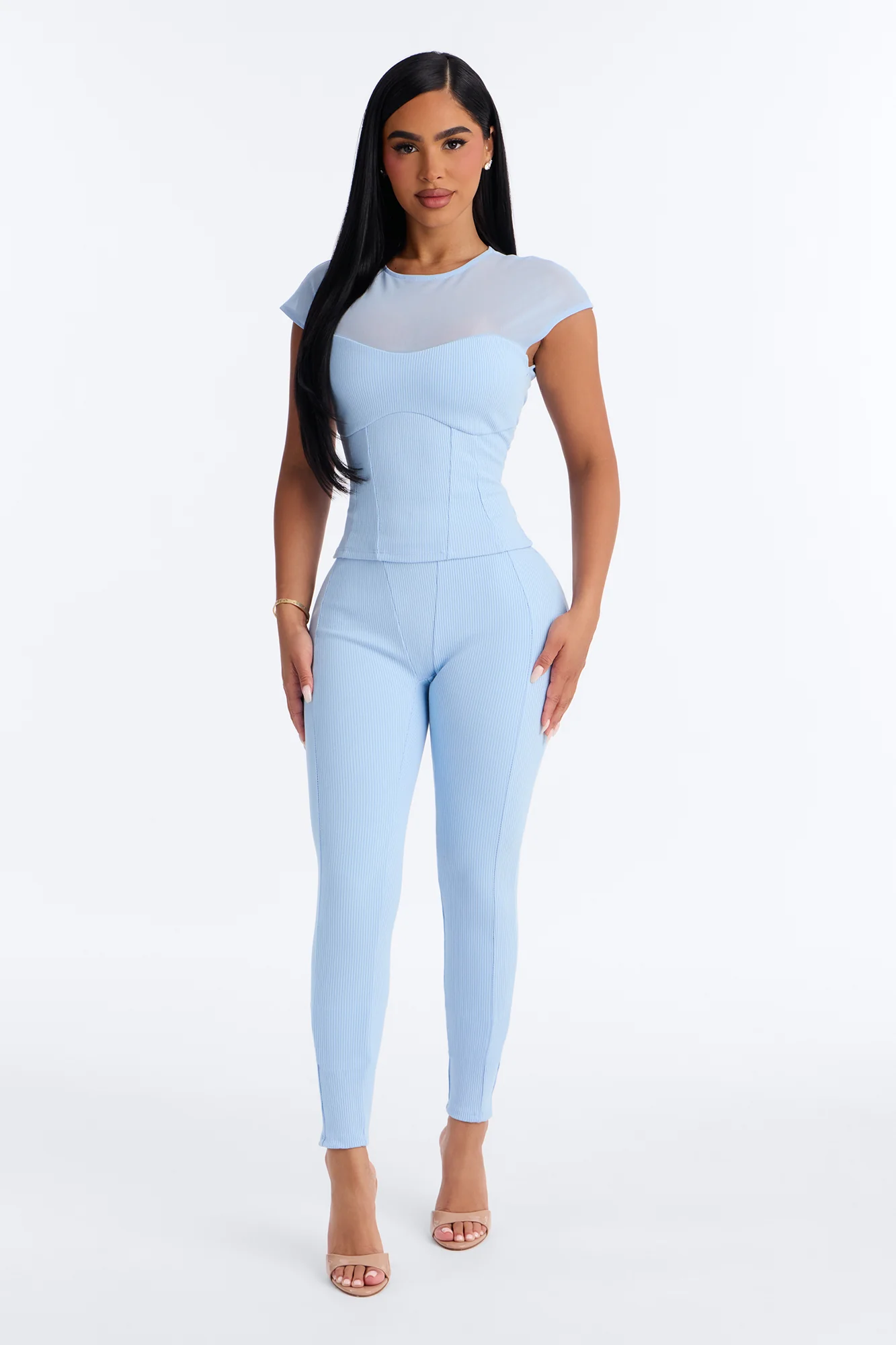 Scarlett Snatched Pant Set - Light Blue