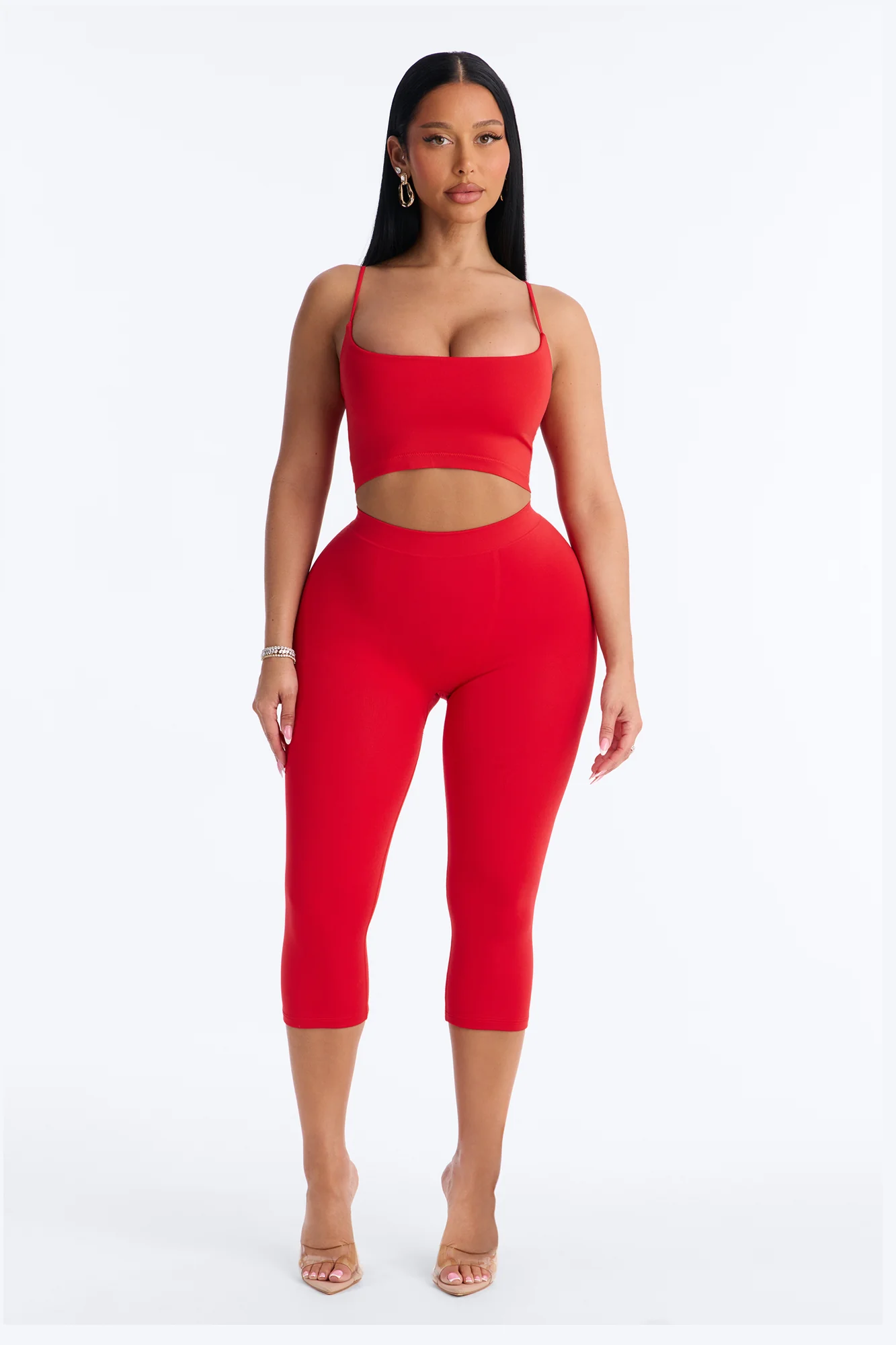 Seamless Smooth Base Layer Double Lined Cami Crop Top - DarkRed - Image 2